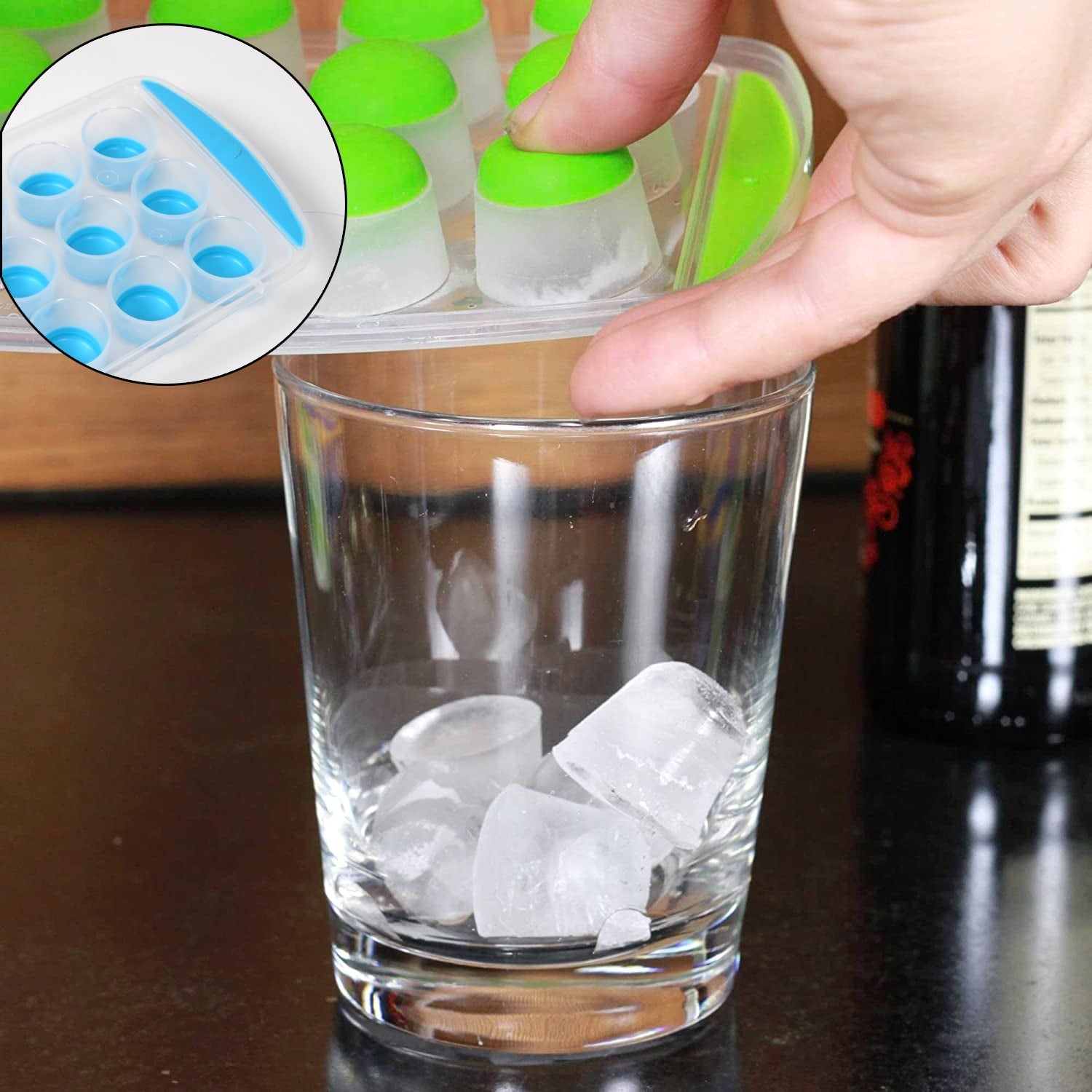 Smart Push Pop Out Round  Shape Mini Ice Cube Trays with Flexible Silicone Botto - 5353_round_shape_ice_tray