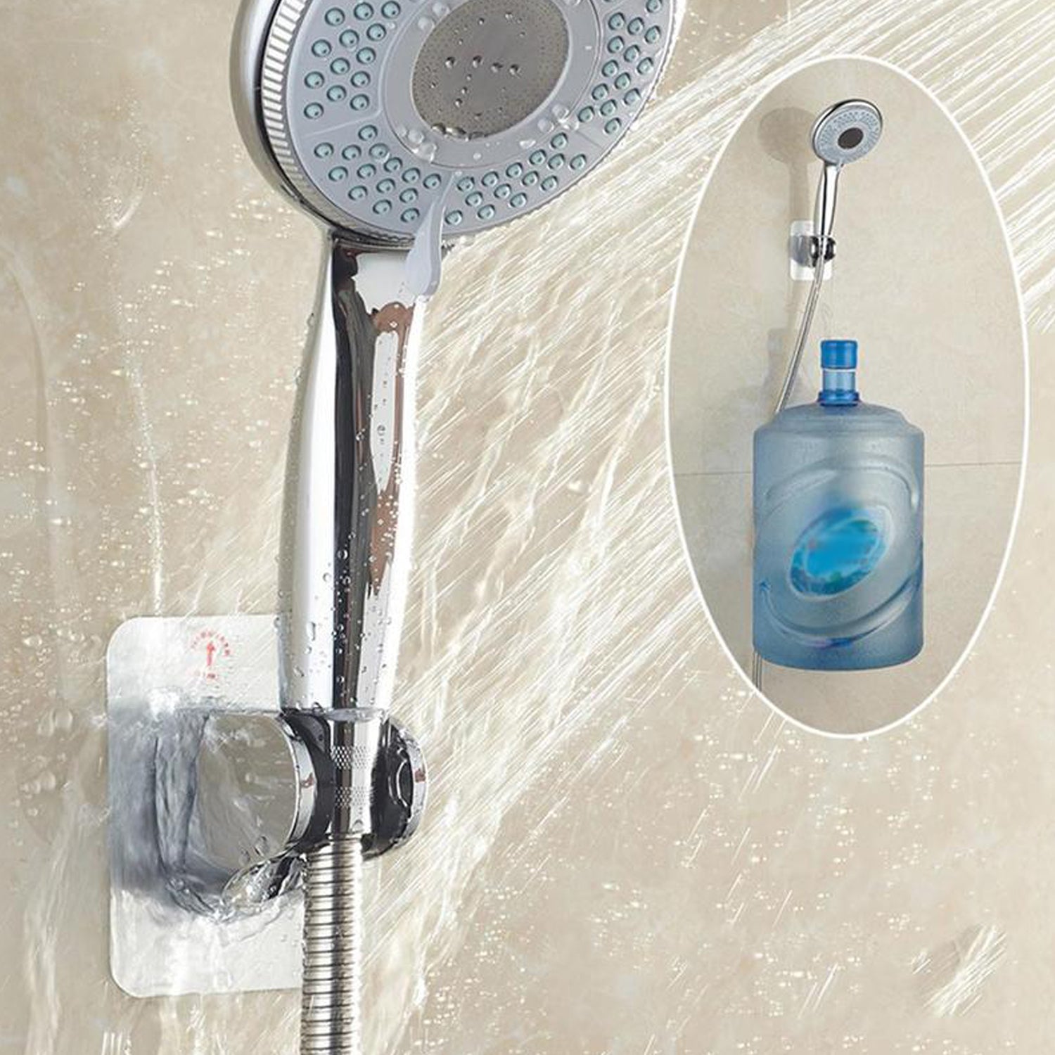 Shower head holder with adhesive