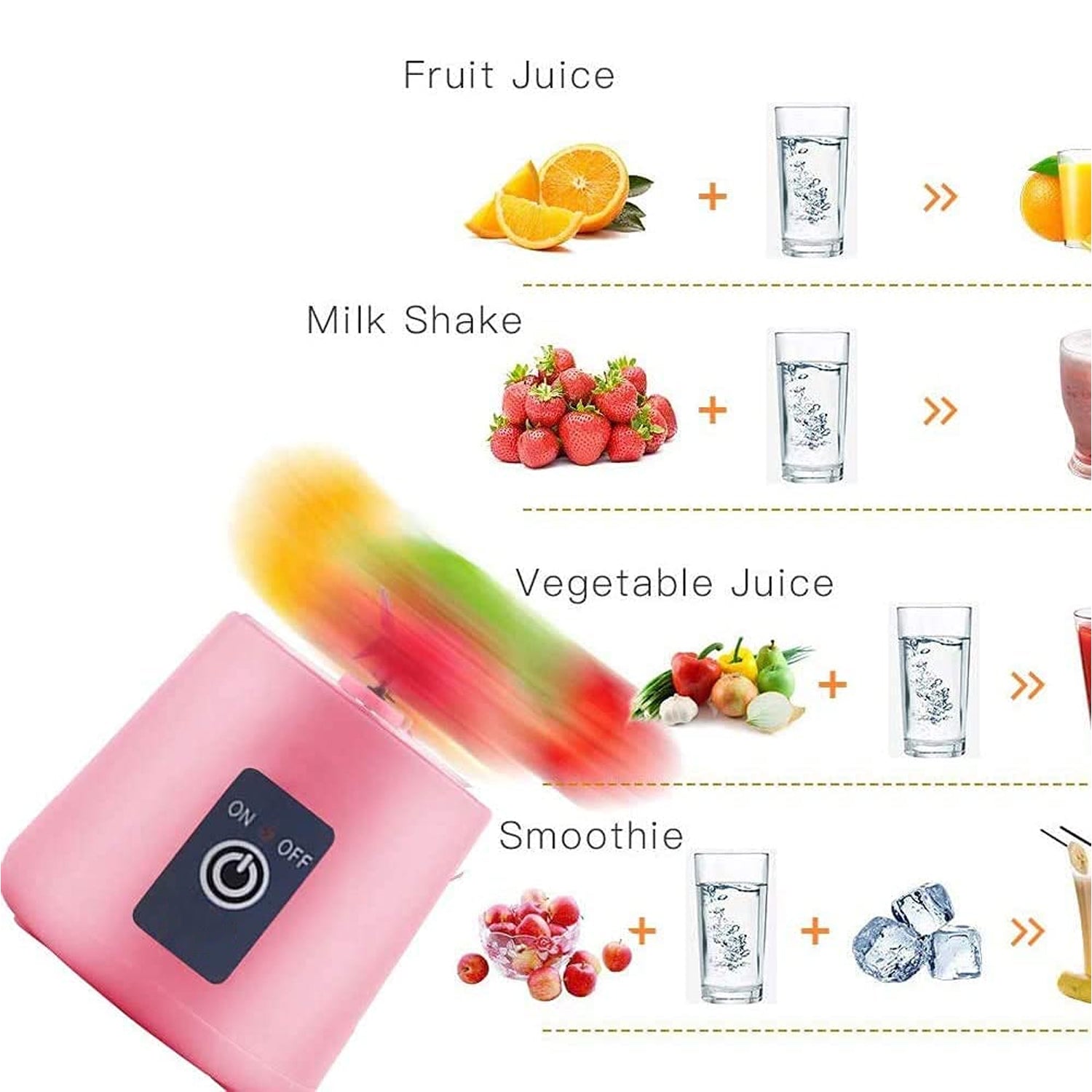 Portable Electric USB Juice Maker Juicer Bottle Blender, Grinder Mixer, 4 Blades - 10024_ele_juicer_bottle_blender_380ml