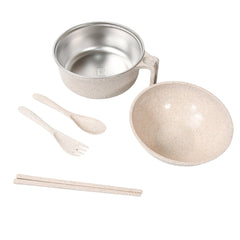 Rice Bowl Noodle 1 Bowl with 1 Lid and Handle Wheat Straw Noodle Bowls with Whea - 5606_snacks_bowl_with_lid_6pcs