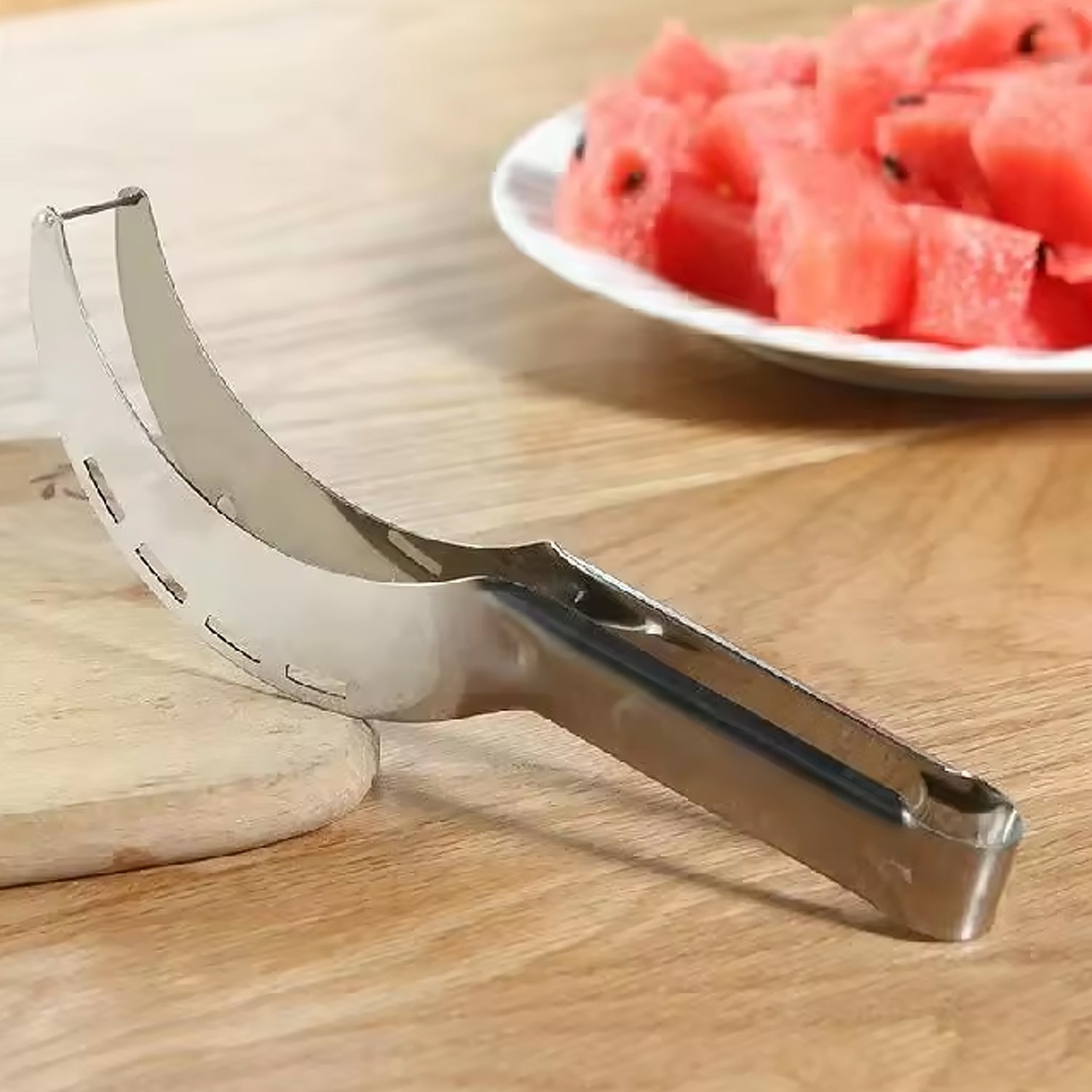 3in1 Stainless Steel Watermelon Cantaloupe Slicer Knife, Corer Fruit, Vegetable  - 10053_ss_watermelon_cutter_slicer