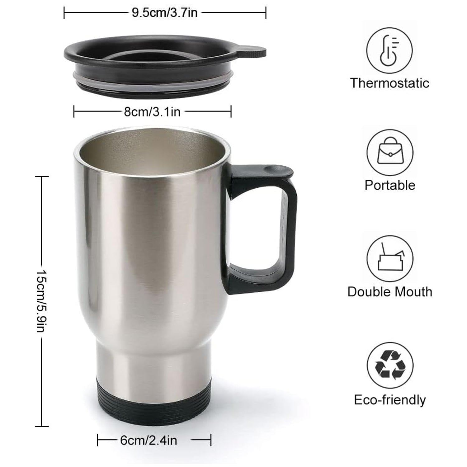 Stainless Steel Vacuum Glass Insulated Glass Coffee Cups Double Walled Travel Mu - 13155_ss_coffee_mug_n_handle_no4