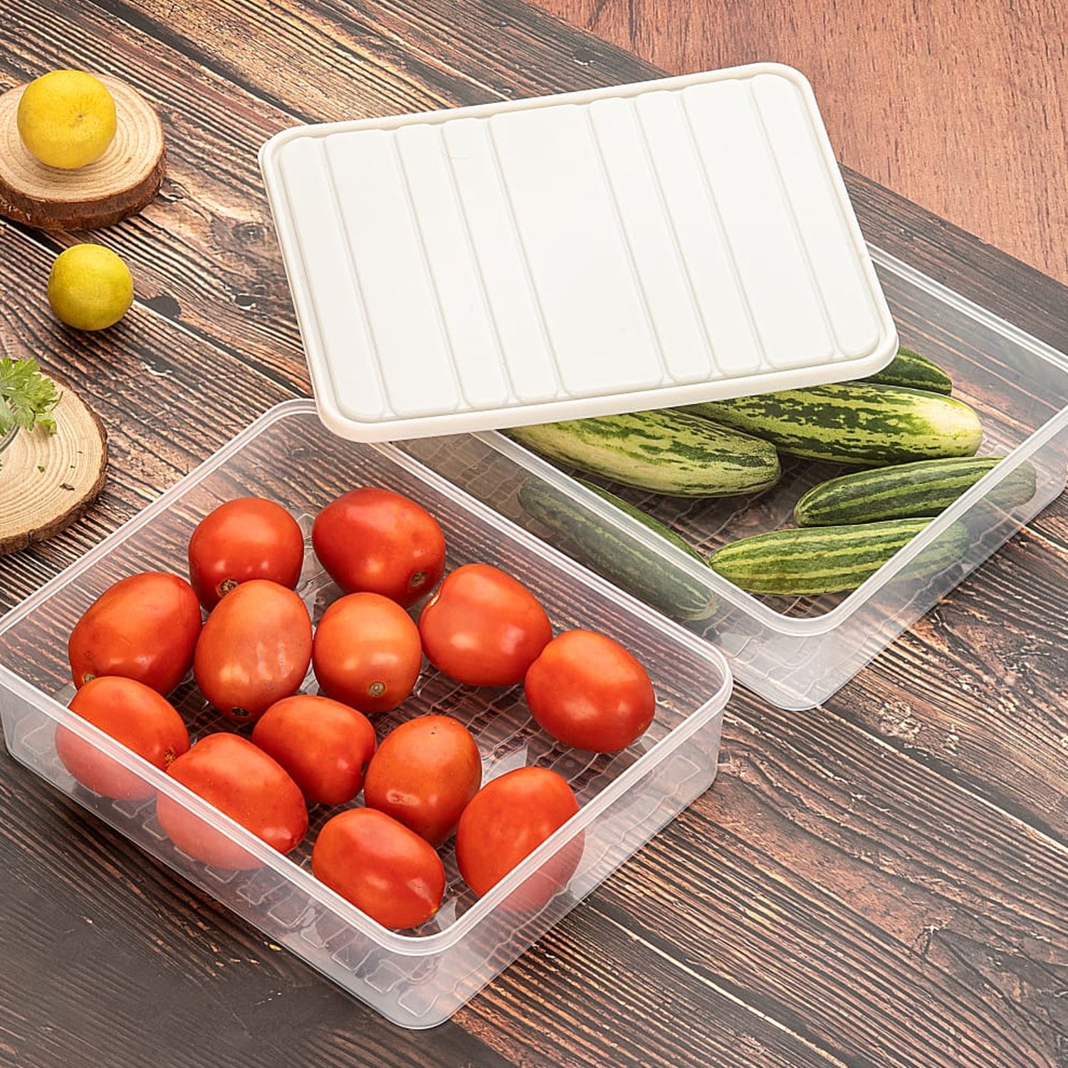 Plastic Food Storage Container for Fridge, fridge storage boxes with Lid Stackab - 5637_pla_food_storage_container_3pc