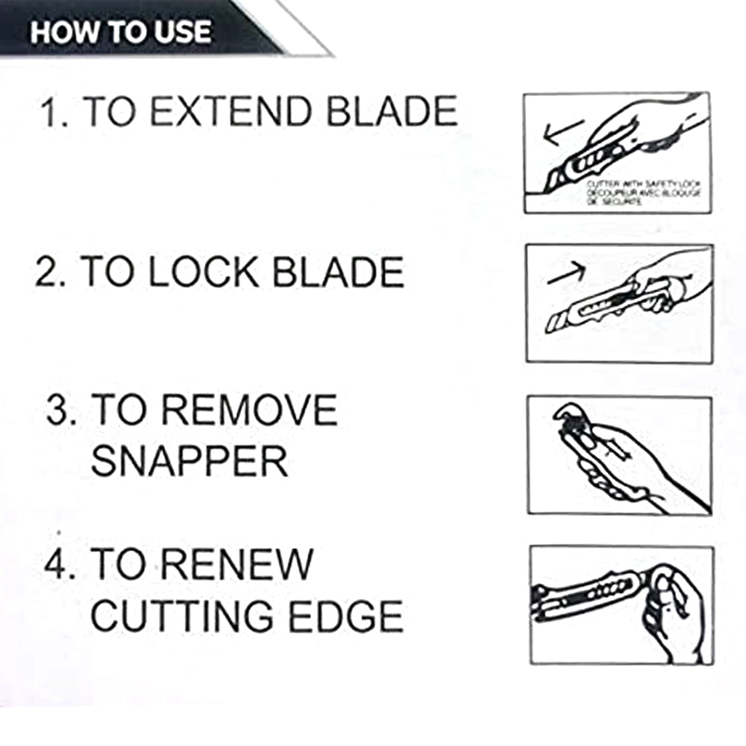 Pack of paper cutters in different angles