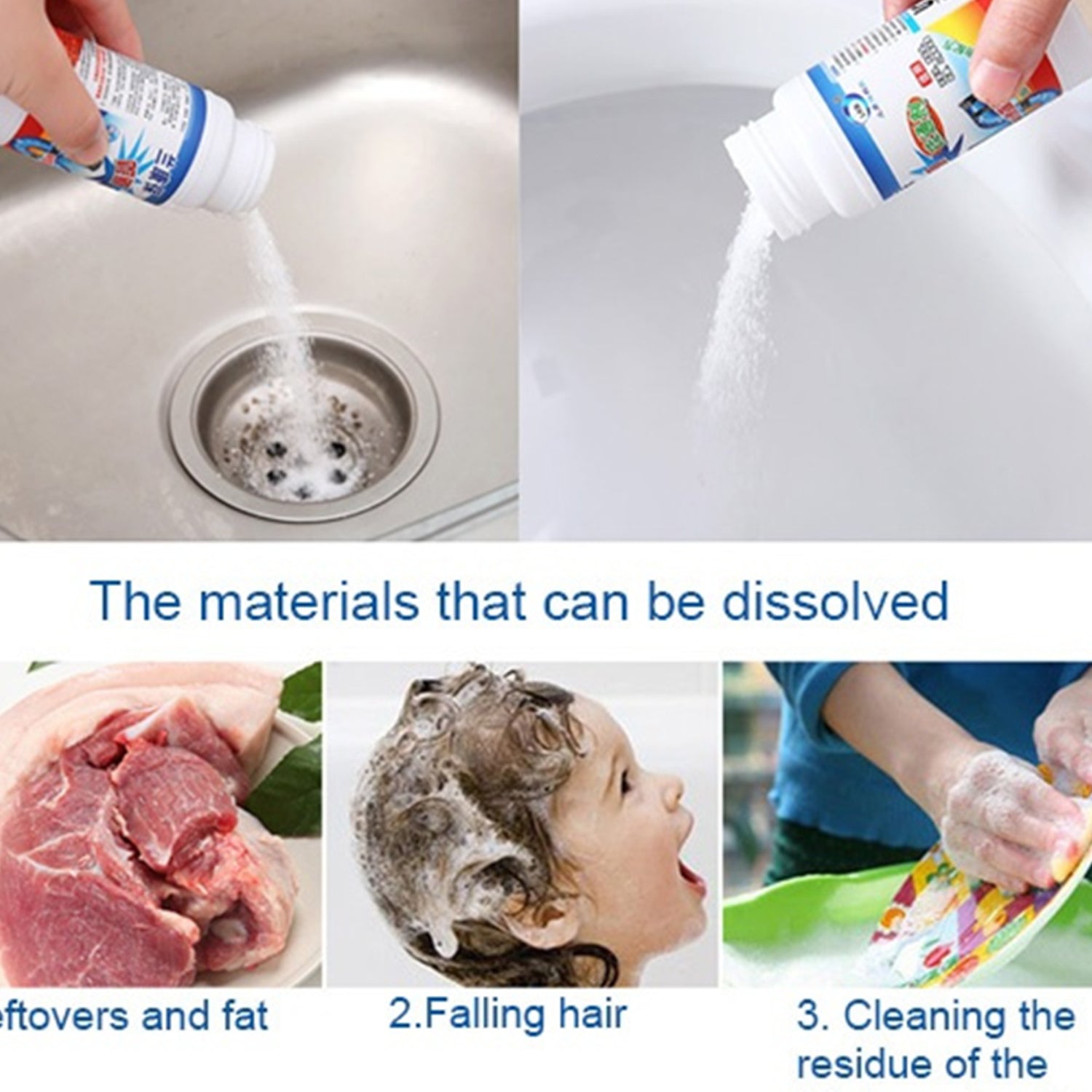 POWERFUL SINK AND DRAIN CLEANER, PORTABLE POWDER CLEANING TOOL SUPER CLOG REMOVE - 7768_sink_n_drain_cleaner