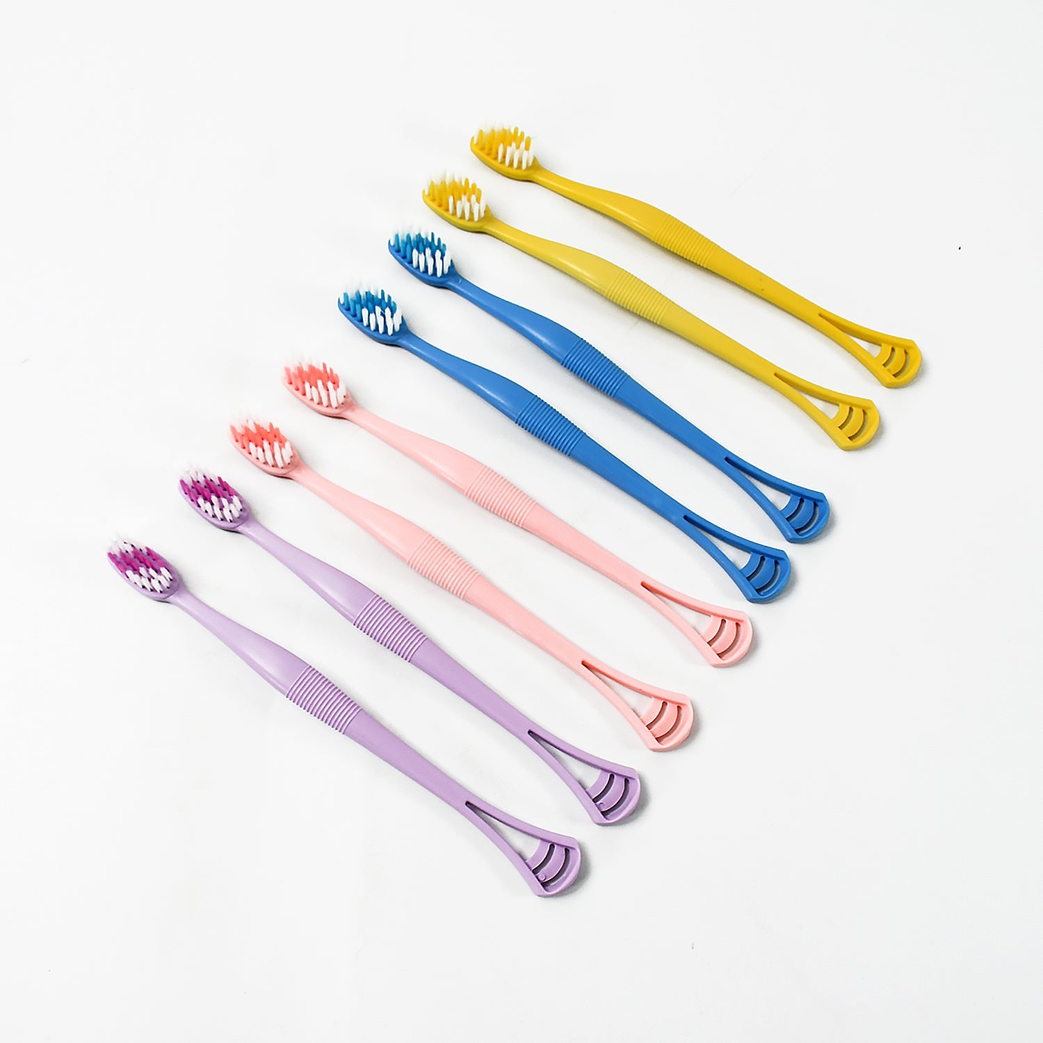 2-in-1 Tooth Brush with Tongue Scraper, Soft Bristle & Long Handle (8Pcs) Soft T - 12814_2in1_soft_toothbrush