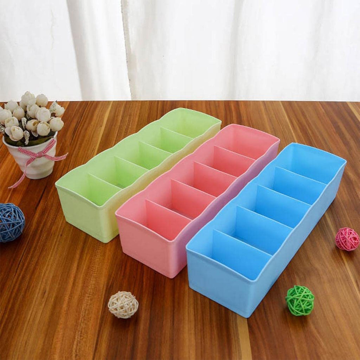 Multi-Function Desktop Drawer Storage Box Clothing Organizer 5 Grid Storage Box  - 12680_5grid_drawer_storage_box_4pc