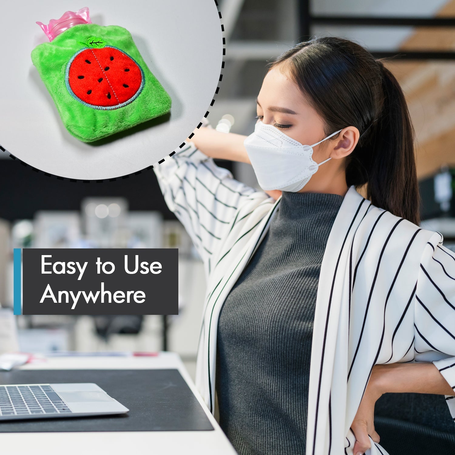 Watermelon small Hot Water Bag with Cover for Pain Relief, Neck, Shoulder Pain a - 6509_chb_watermelon_waterbag