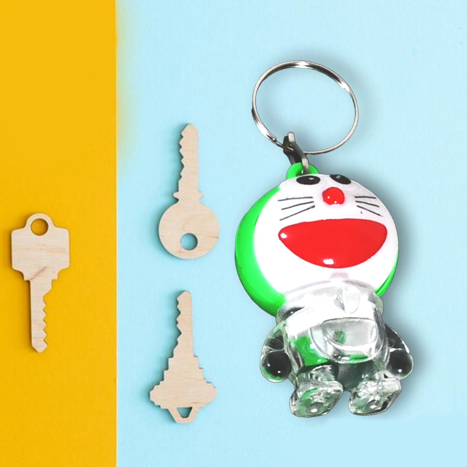 Doremon lightning keychain, 2 colored lightning keychain (1 pc) - 17685_doremon_lighting_keychain_1pc