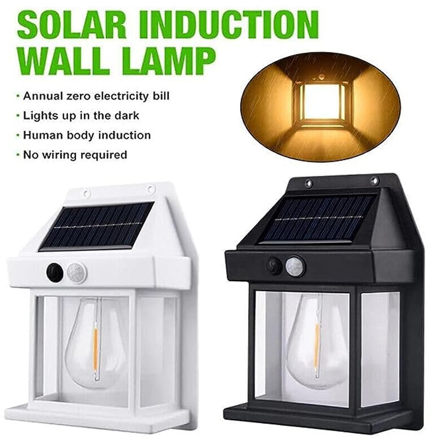 Solar Wall Lights / Lamp Outdoor, Wireless Dusk to Dawn Porch Lights Fixture, So - 12564_solar_wall_lamp_1pc