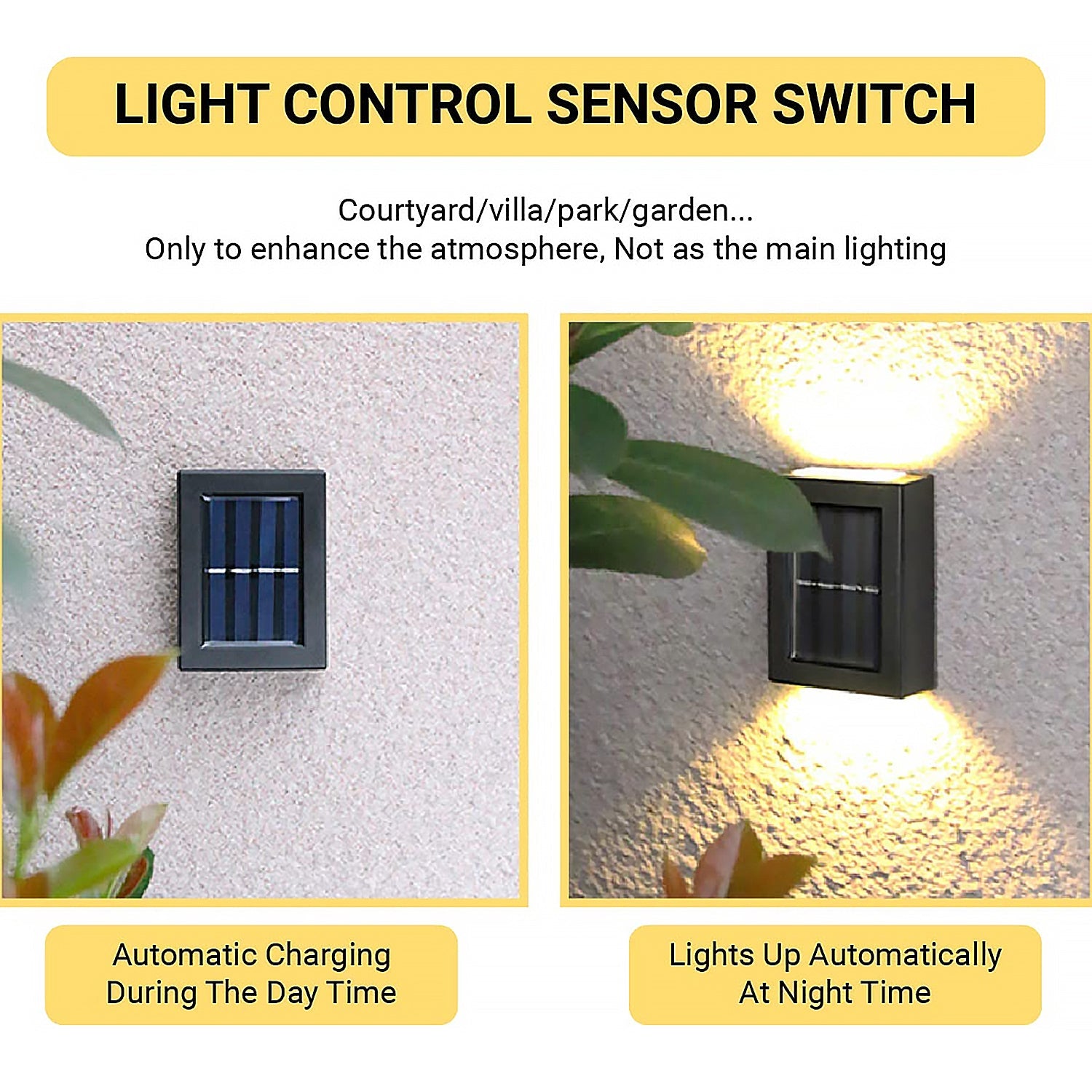 Solar Wall Lights Small Fence Lights Solar Powered Up Down LED Porch Light Garde - 9536_solar_wall_fence_light_1pc