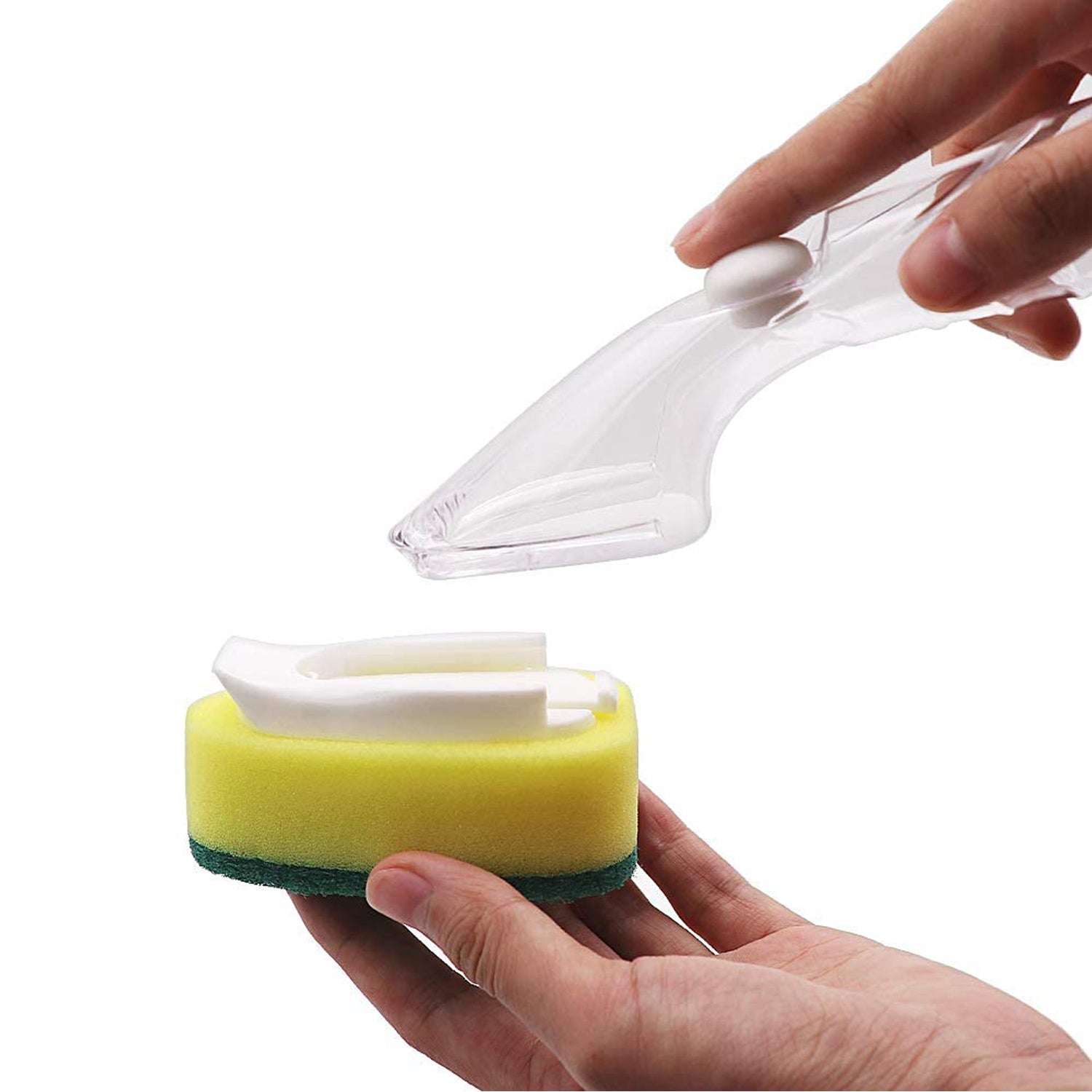 Compact liquid dispensing scrub for hassle-free kitchen cleaning