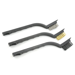 Mini Wire Brush Set Brass Nylon Stainless Steel Bristles Household Cleaning Brus - 6813_mini_black_wire_brush_3pc