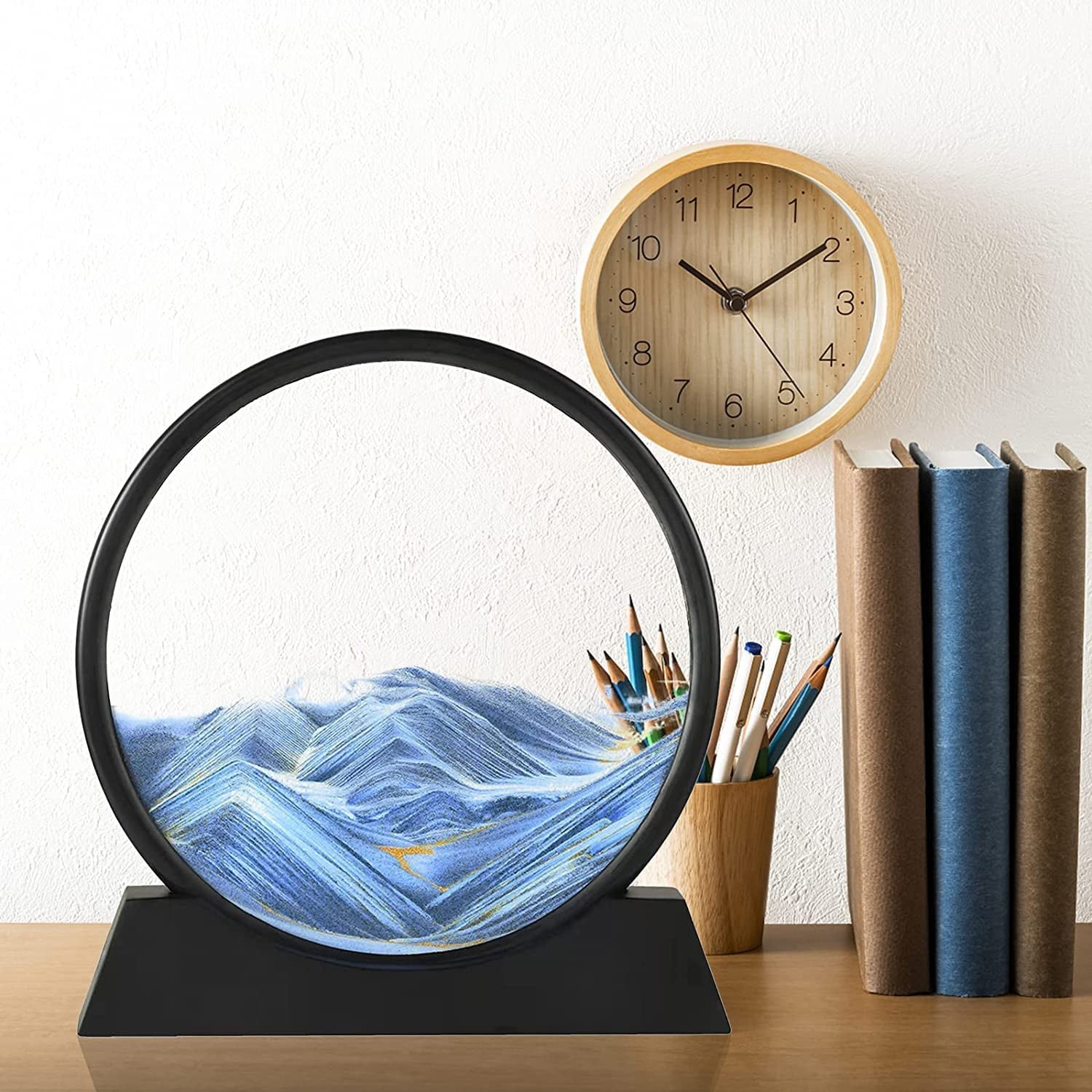 Moving Sand Art Picture Decor, 3D Deep Sea Sandscape Liquid Motion, Round Glass  - 8781_3d_moving_sandscape_1pc