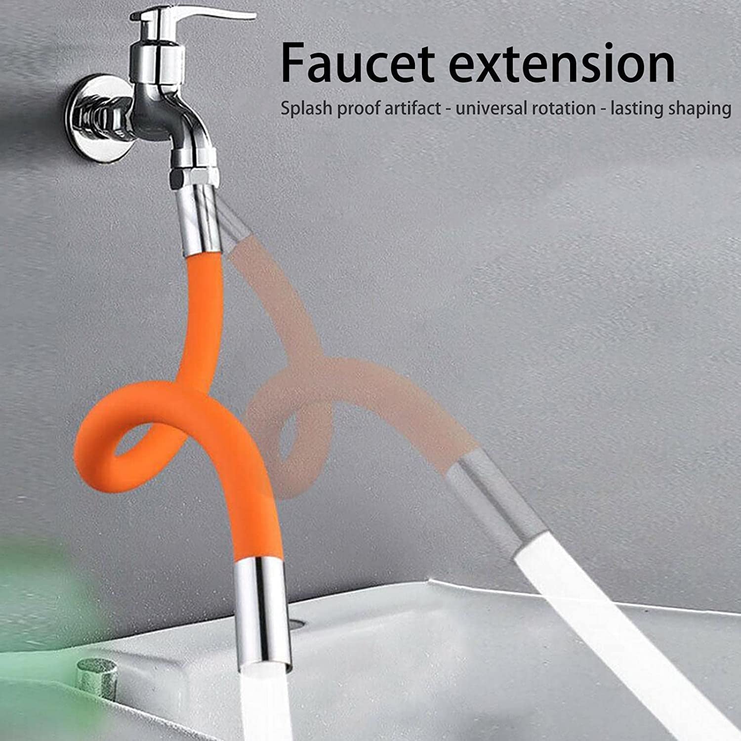 Flexible Water Tap Extender, Universal Foaming Extension Tube with Connector, 36 - 9087b_water_tap_extender_46cm