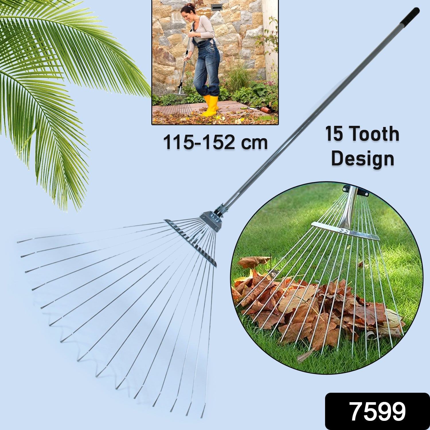 115-152 CM Rake for Gardening, Stainless Steel Telescopic Garden Rake for Quick  - 7599_ss_garden_rake_152cm