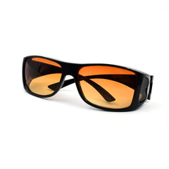 Yellow and black protective sunglasses, clear vision for bike and car riding.