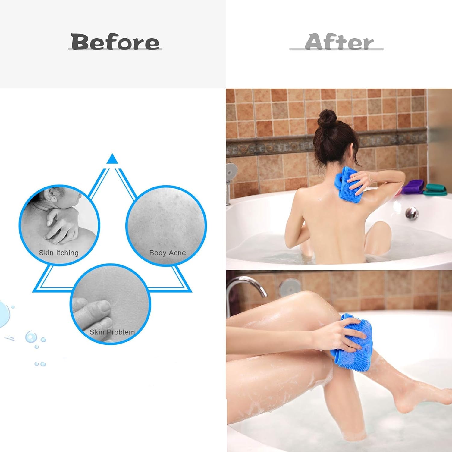 Silicone Body Scrubber Silicone Bath Body Brush (1 Pc / 25 Inch) - 13067_silicone_body_scrubber_25inch