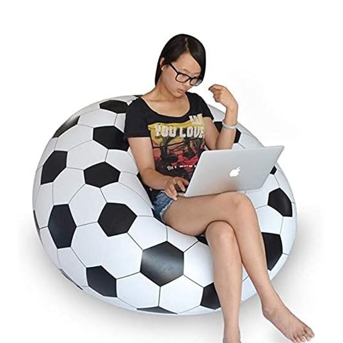 Foldable Sofa, Cartoon Style Inflatable Folding Chair, Ball Chair, Inflatable So - 17732_soccer_ball_chair_110x80cm