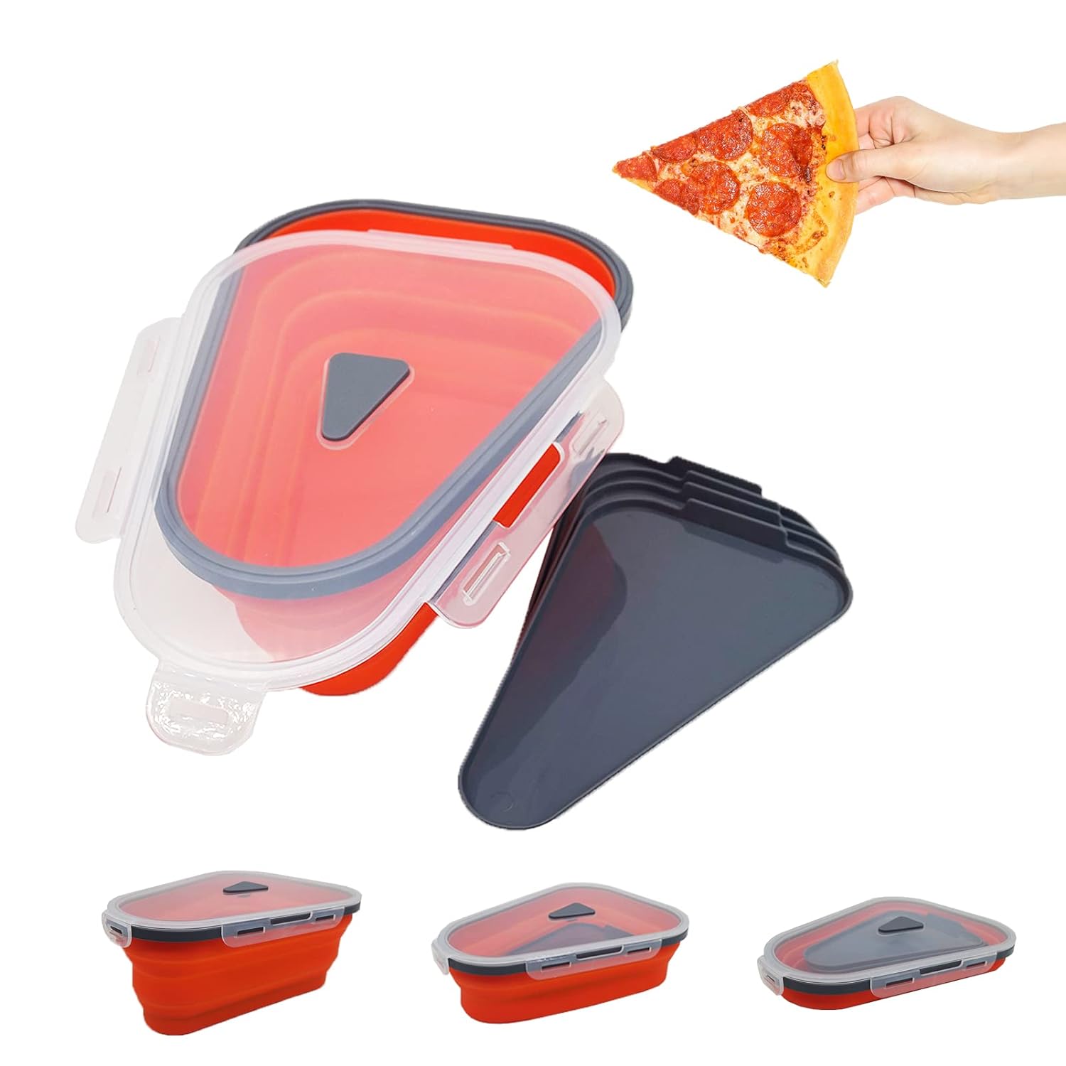 Reusable Pizza Storage Containers with 5 Microwavable Serving Trays, Silicone Co - 10026_pizza_sto_containers_with_5_tray