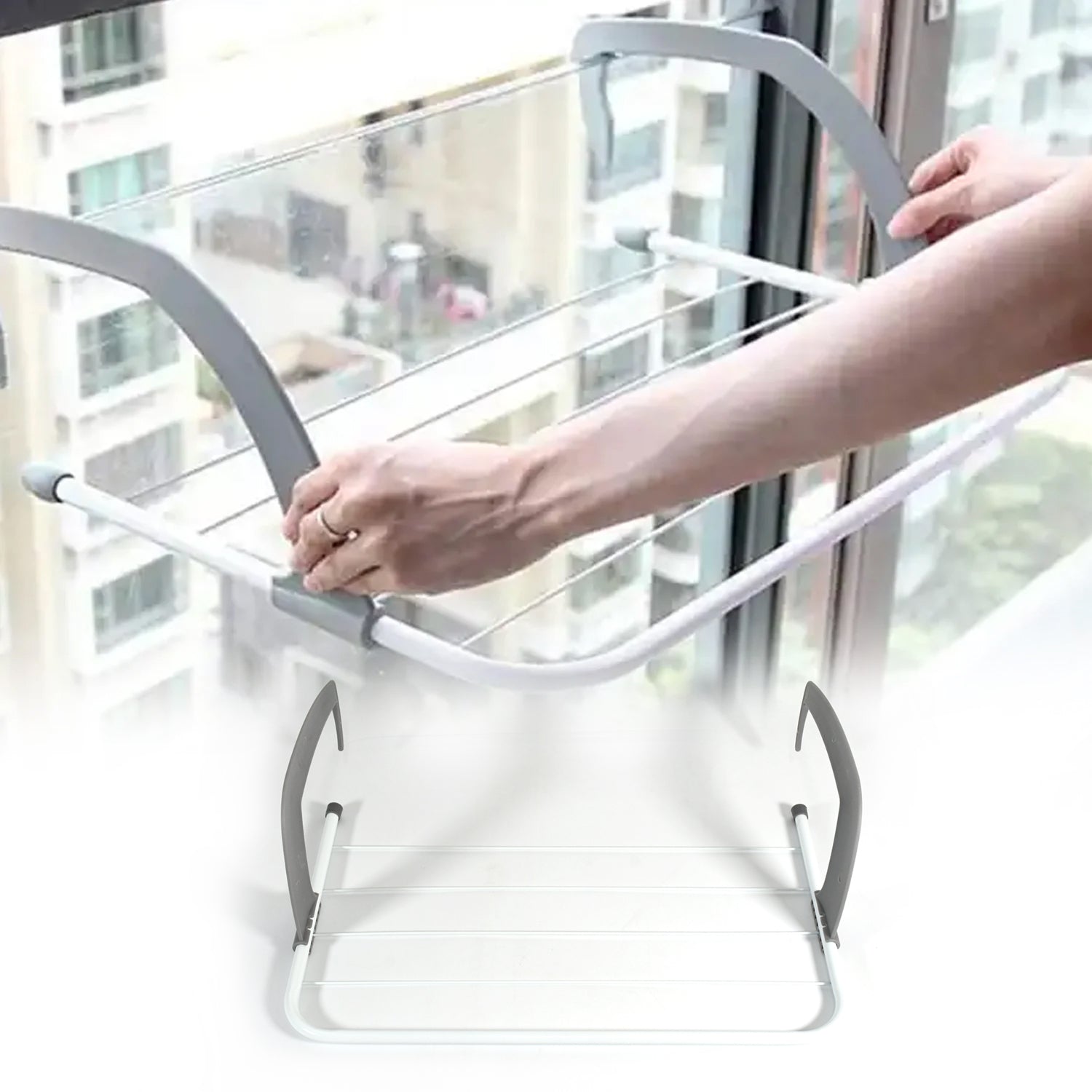 Metal Steel Folding Drying Rack for Clothes Balcony Laundry Hanger for Small Clo - 0333_folding_clothes_drying_rack