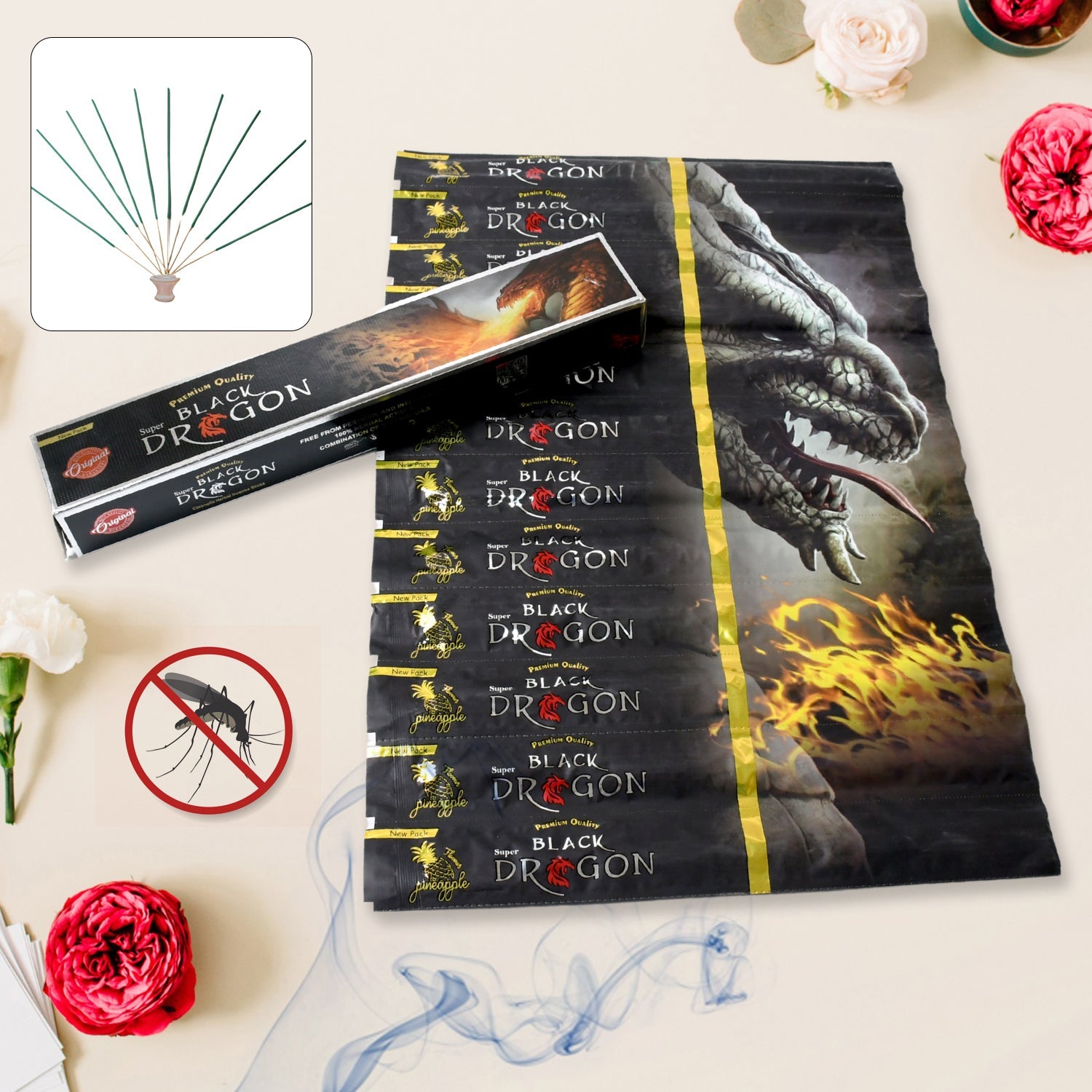 Mosquito Agarbatti Stick Herbal Mosquito Agarbatti 1 Box ( 12 Packet / 120 Stick - 12878_mosquito_incense_sticks_12pkt