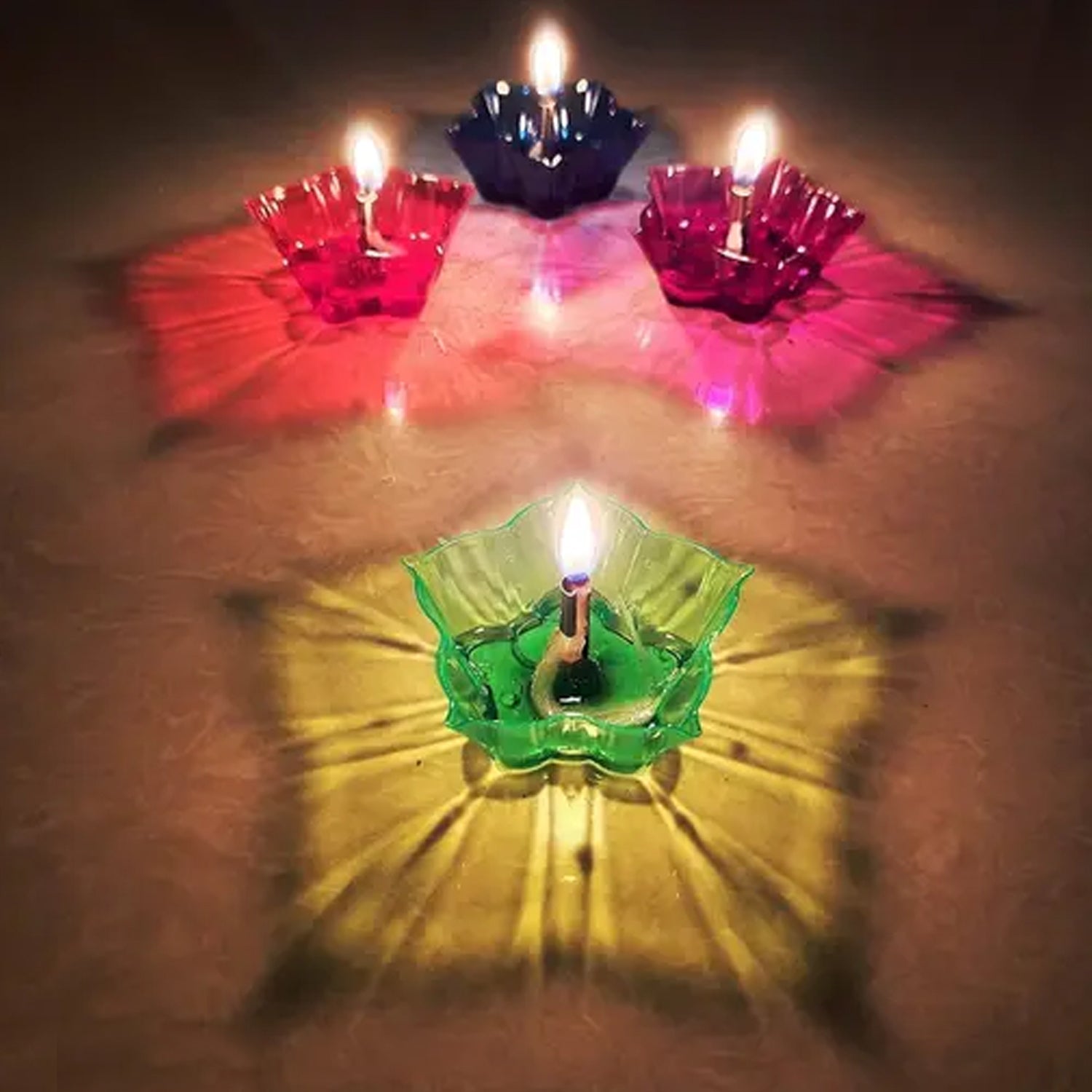 Magical Reflection Diya Set with 6 Attractive Design Cup Set Of 12 Pieces - 6320_12pc_pla_reflection_diya