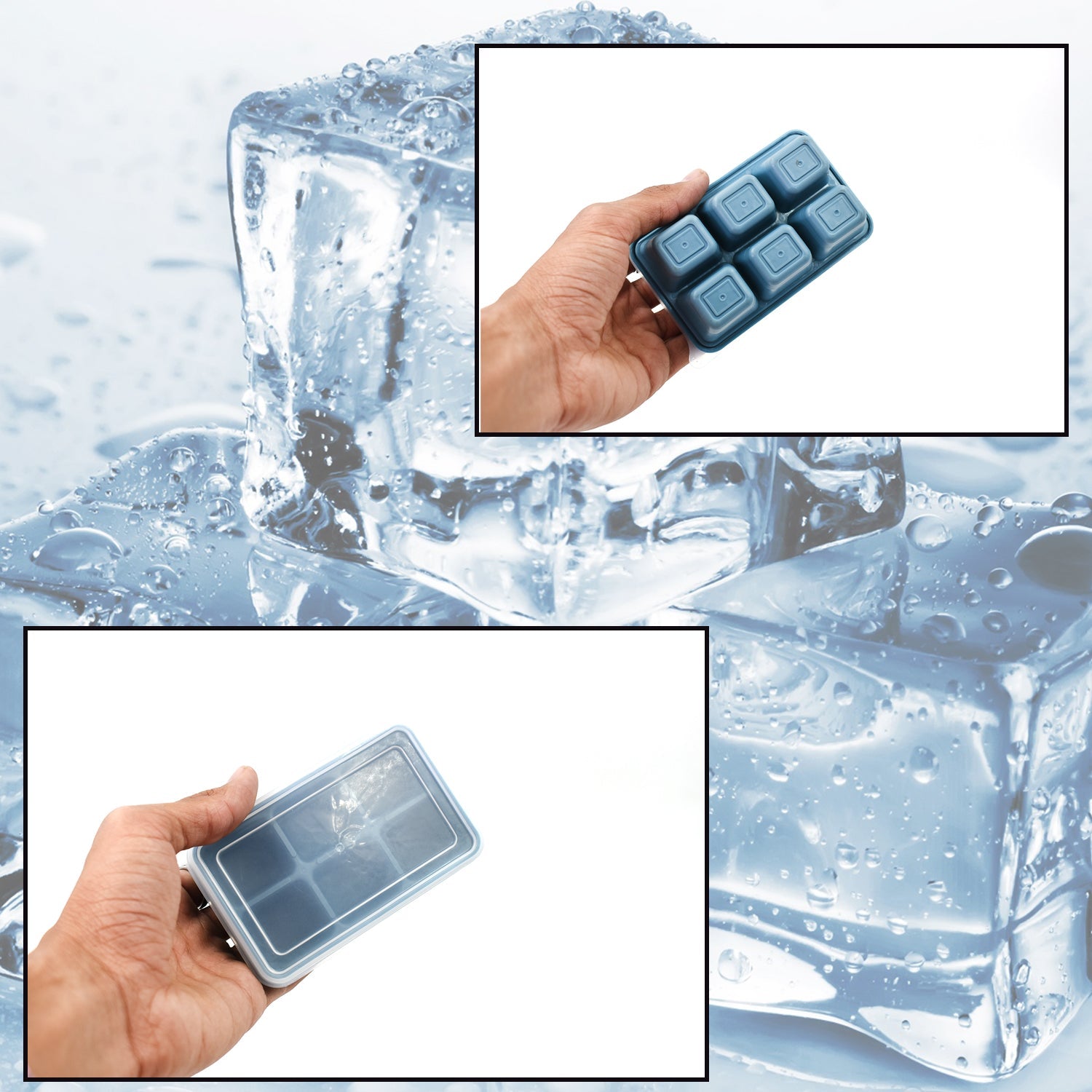 6 Grid Silicone Ice Tray used in all kinds of places like household kitchens for - 4741_6grid_sili_ice_tray_blue