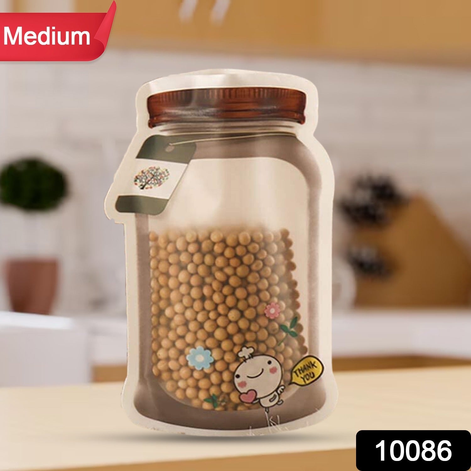 Plastic Transparent Medium Jar Shaped Pouch With Zipper (1 Pc) - 10086_medium_tran_jar_shape_pouch_1pc