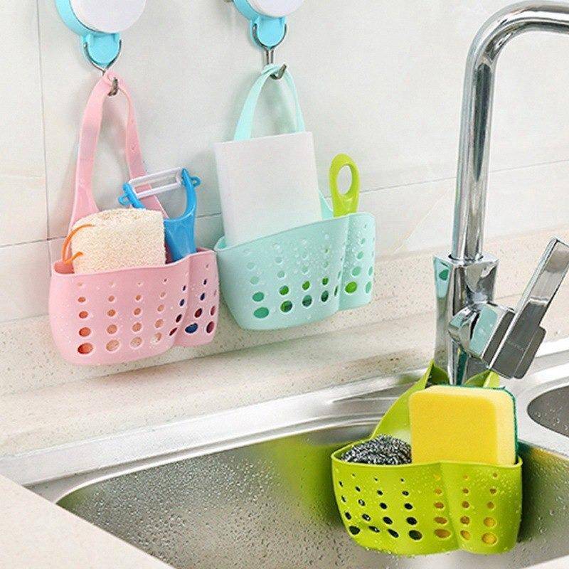 762 Adjustable Kitchen Bathroom Water Drainage Plastic Basketbag With Faucet Sink Caddy - Superior eMart