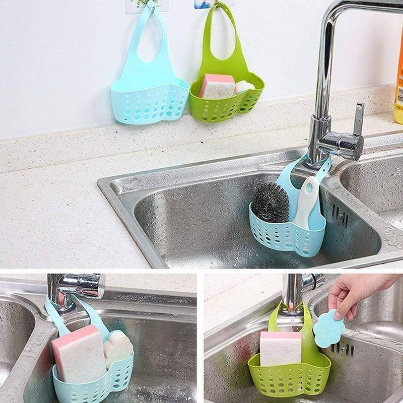 762 Adjustable Kitchen Bathroom Water Drainage Plastic Basketbag With Faucet Sink Caddy - Superior eMart