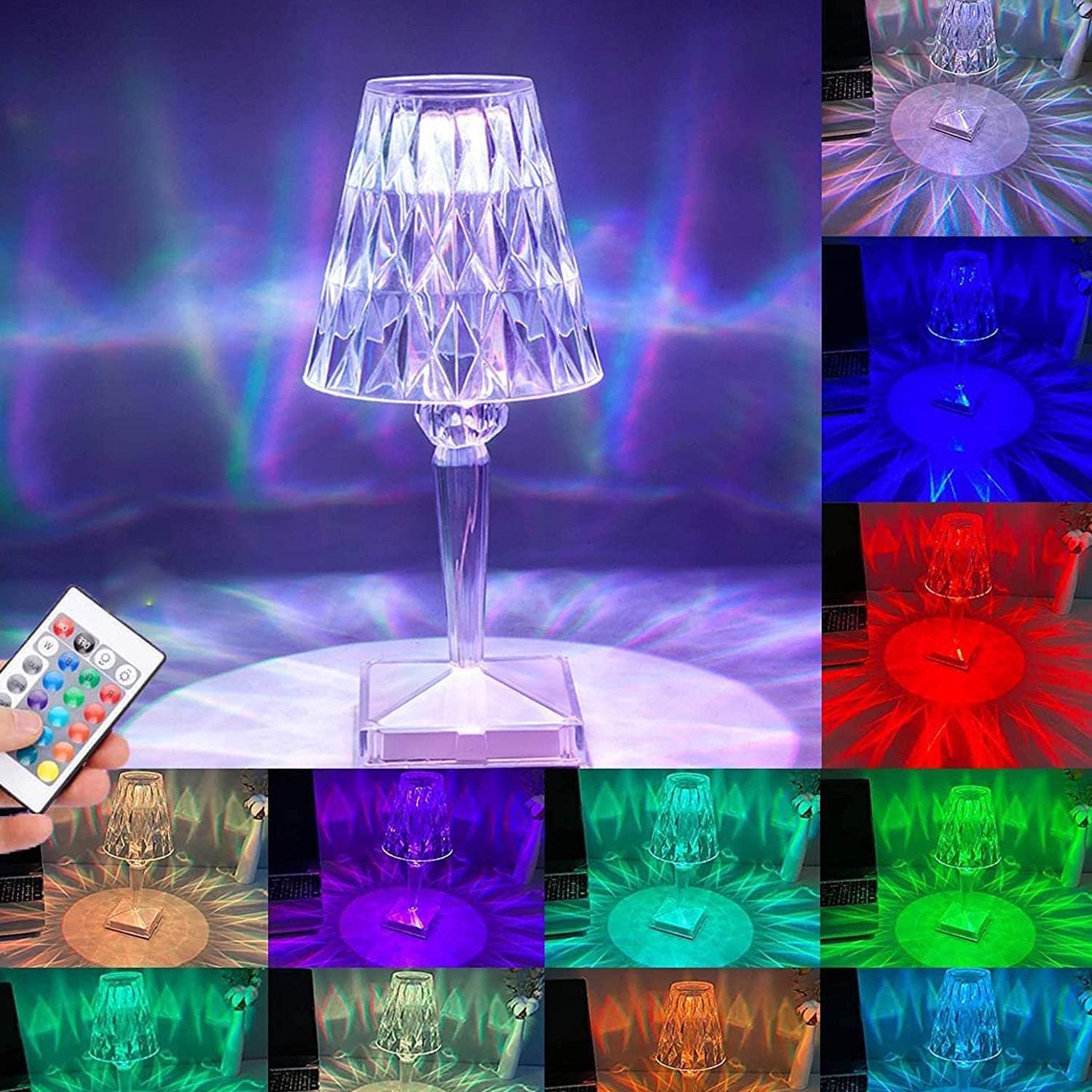 Romantic Crystal Table Lamp, Diamond Lamp, 16 Colors, 6 Brightness Level, Touch  - 13044_usb_diamond_lamp_with_remote