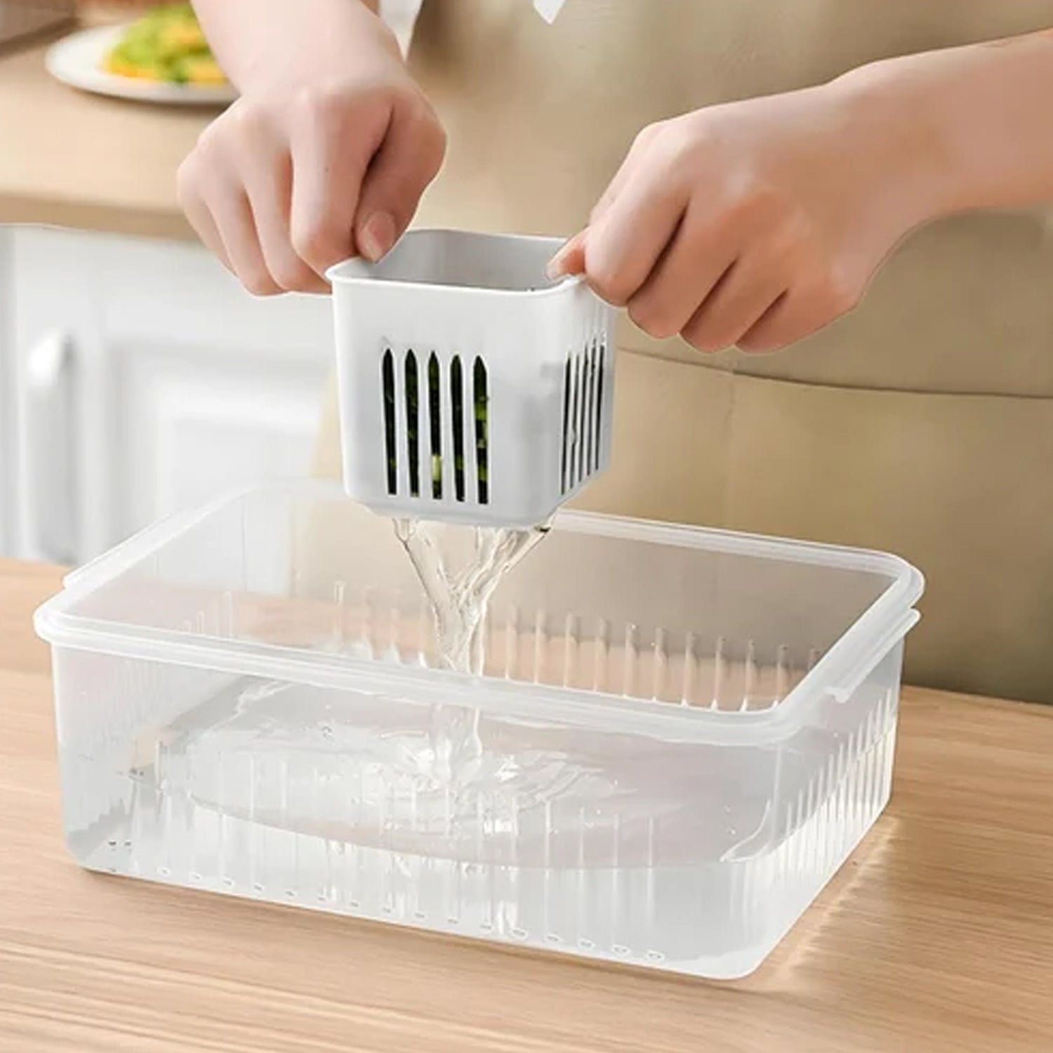 Fridge Storage Boxes Freezer Storage Containers, Container for Kitchen Storage S - 5598_6grid_storage_container_color_box