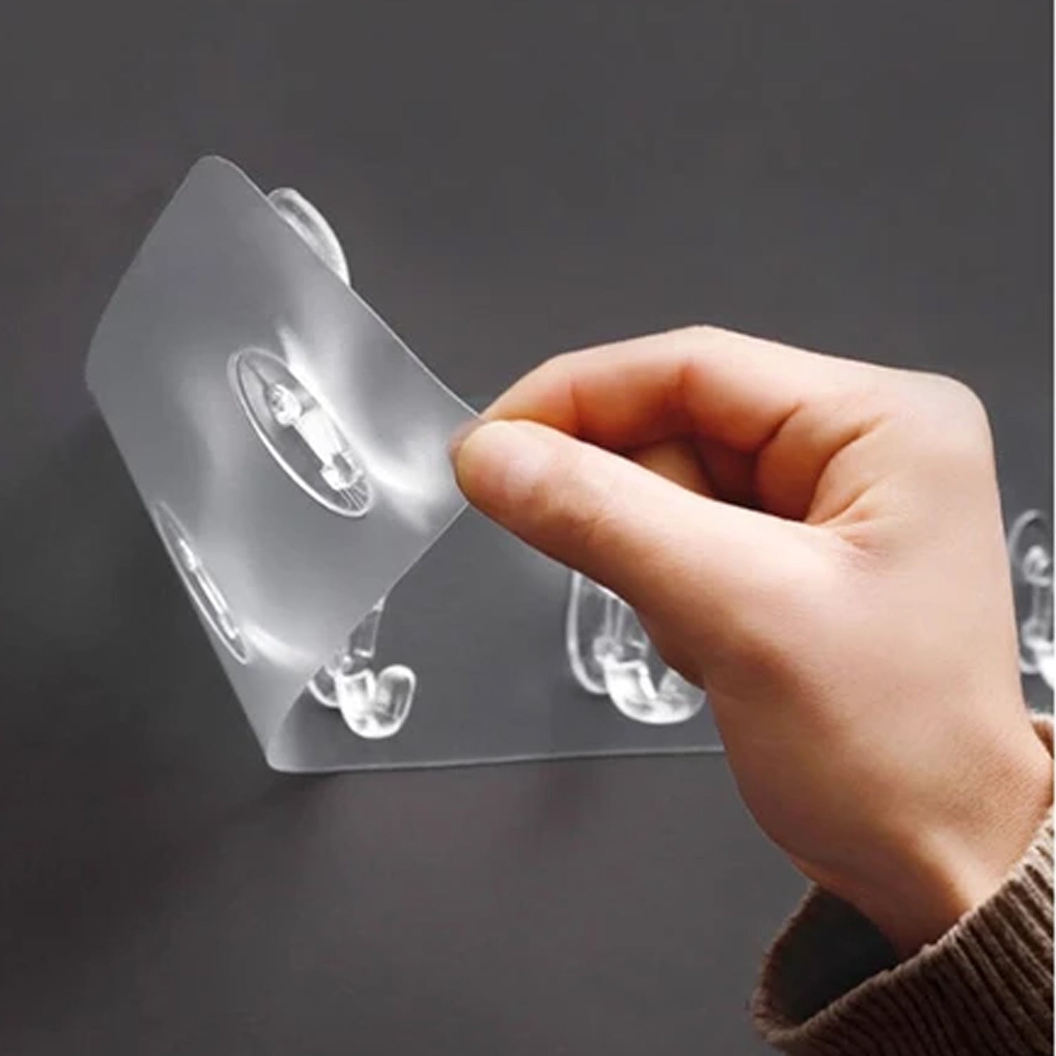 Adhesive Transparent Heavy Duty Wall Hook - 4654_6pc_flexible_wall_hook