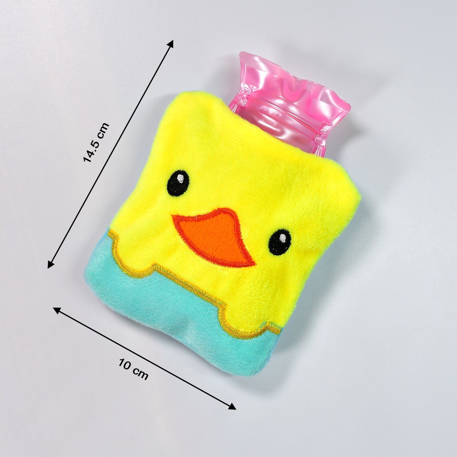 Cute yellow duck hot water bag for effective pain relief and comfort.