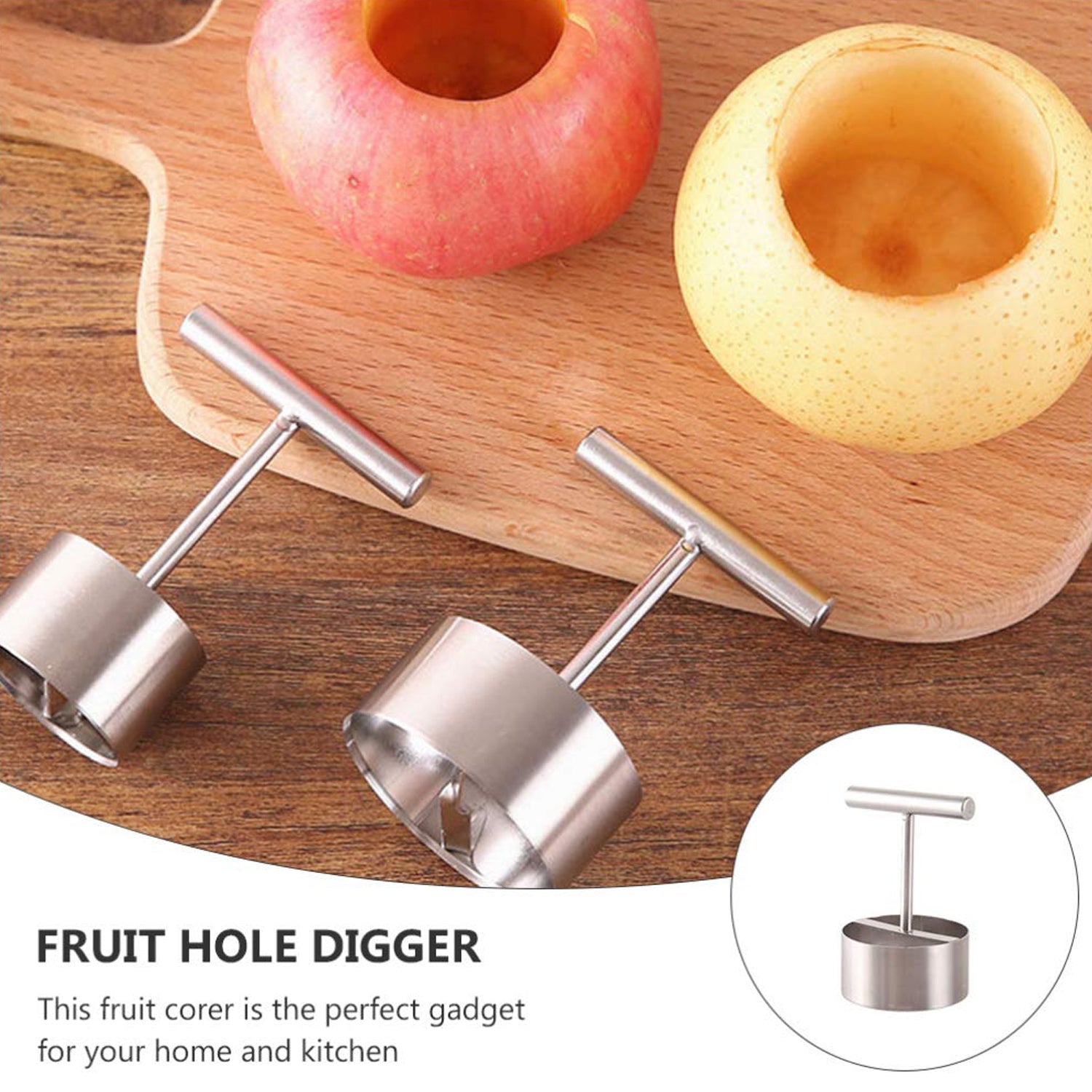 Corer Pear Core Separator Vegetable Core Remover Seeder Cutter Pitter Fruit Hole - 10016_ss_fruit_core_puller_1pc