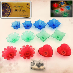 Magical Reflection Diya Set with 6 Attractive Design Cup Set Of 12 Pieces - 6320_12pc_pla_reflection_diya