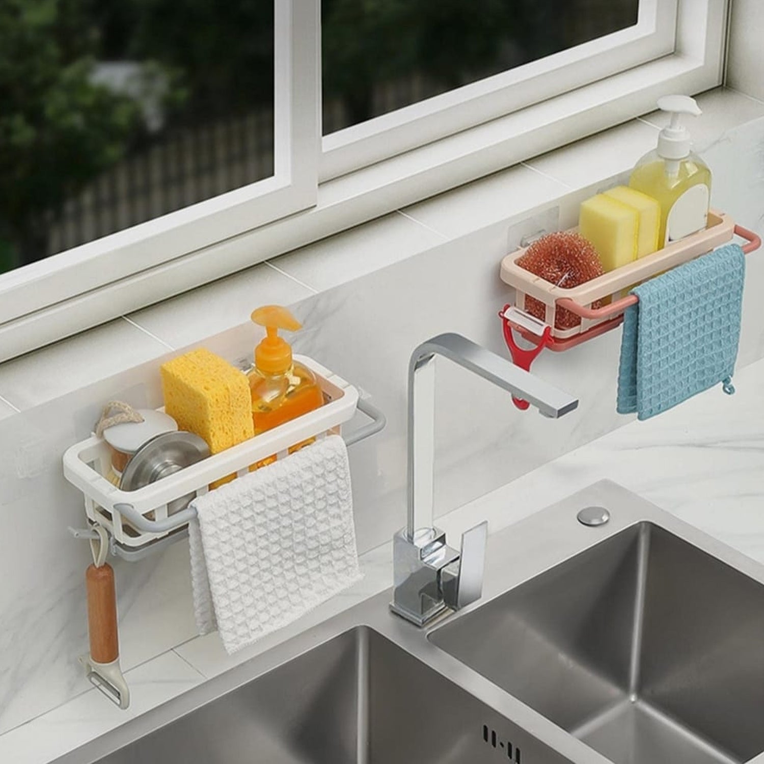 Multipurpose Platic Hanging Drain Rack Retractable Sponge Storage Hanging Rack W - 8788_storage_hanging_rack_1pc