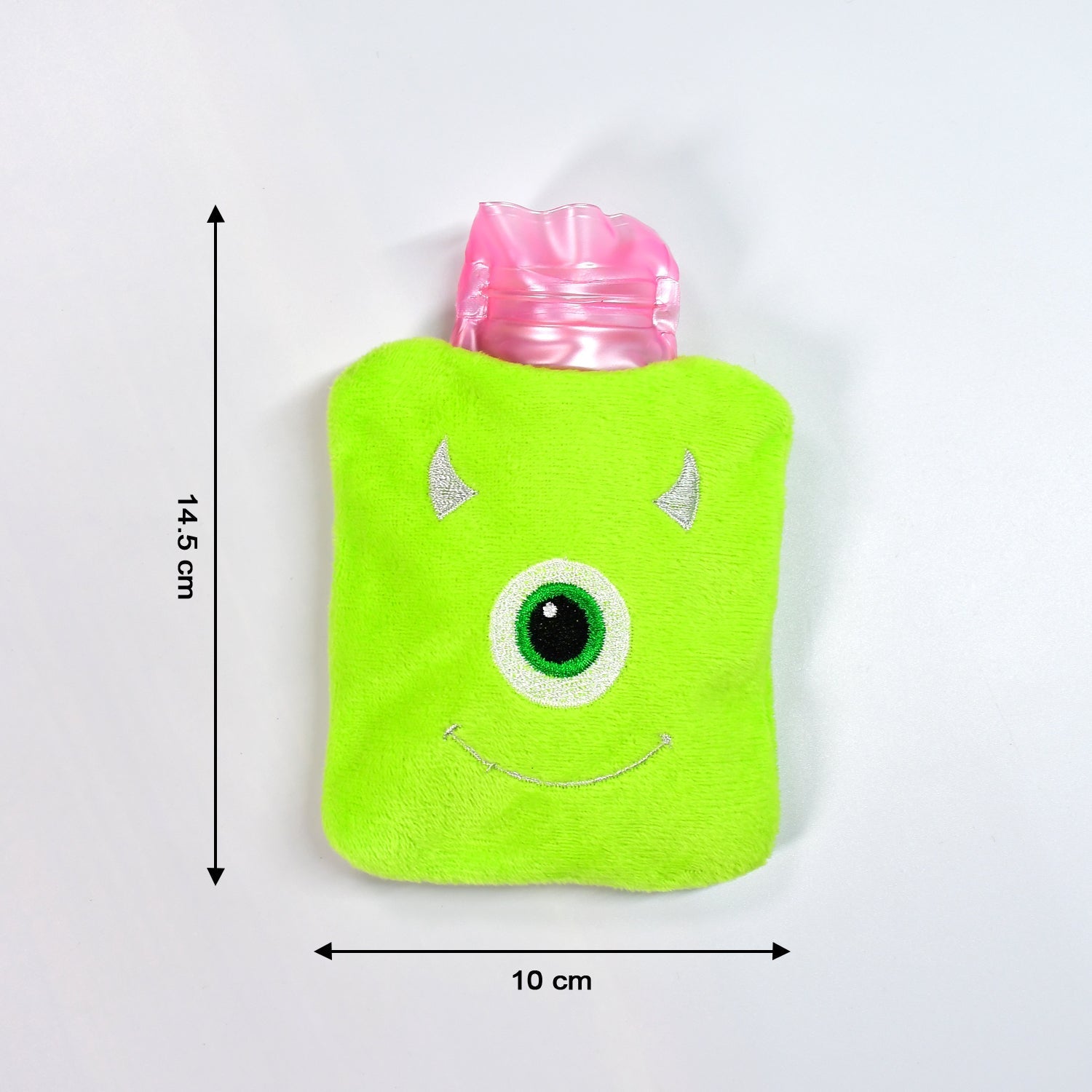 Green One-Eyed Monster Print Small Hot Water Bag with Cover for Pain Relief - 6519_chb_green_monster_hotbag