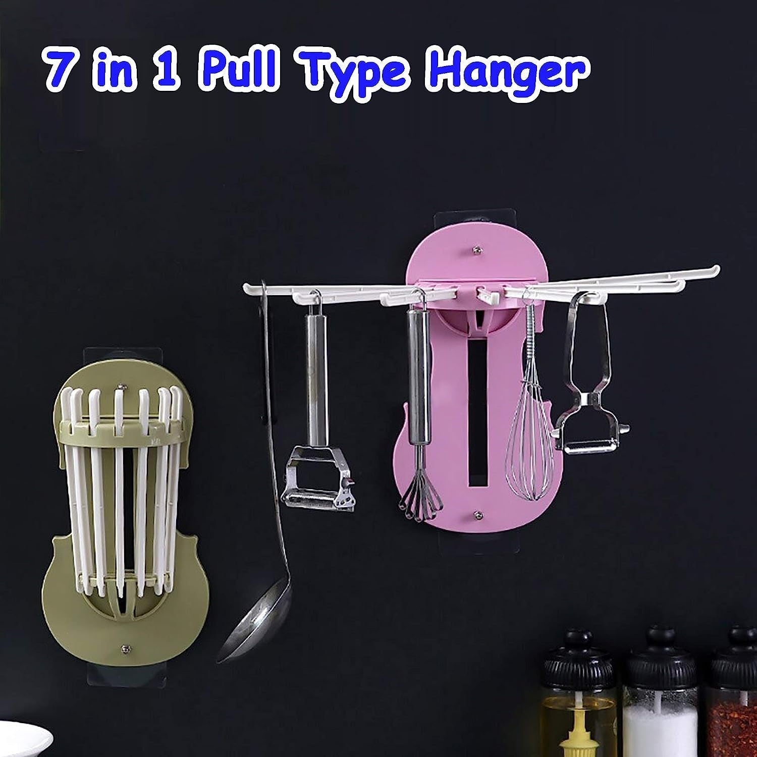 Plastic 7-in-1 Multifunction Retractable Wall-Mounted Pull-Out Hanger Rack Witho - 7728_7in1_hanger_rack