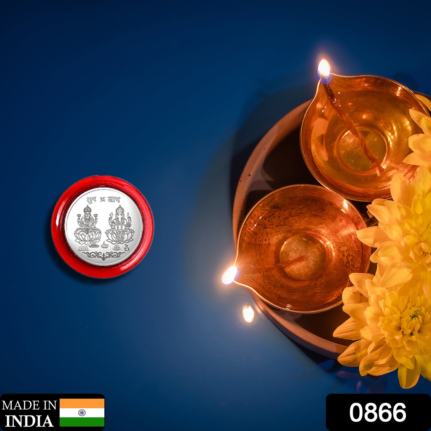 उपहार और पूजा के लिए चांदी के रंग का सिक्का (धातु चांदी नहीं है) - 0866_art_coin_1