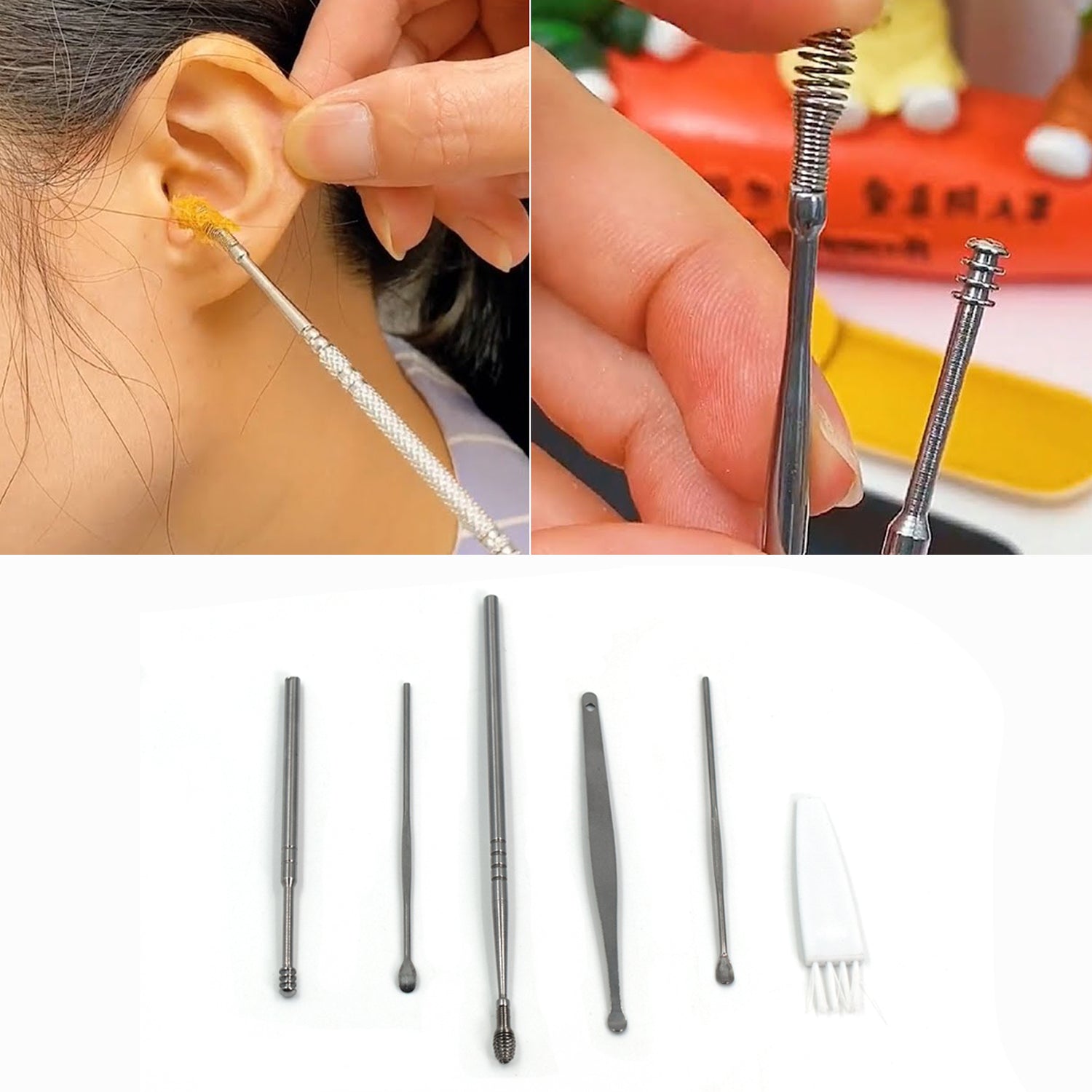 6Pcs Earwax Removal Kit | Ear Cleansing Tool Set | Ear Curette Ear Wax Remover T - 6314_6pc_ear_cleansing_tool