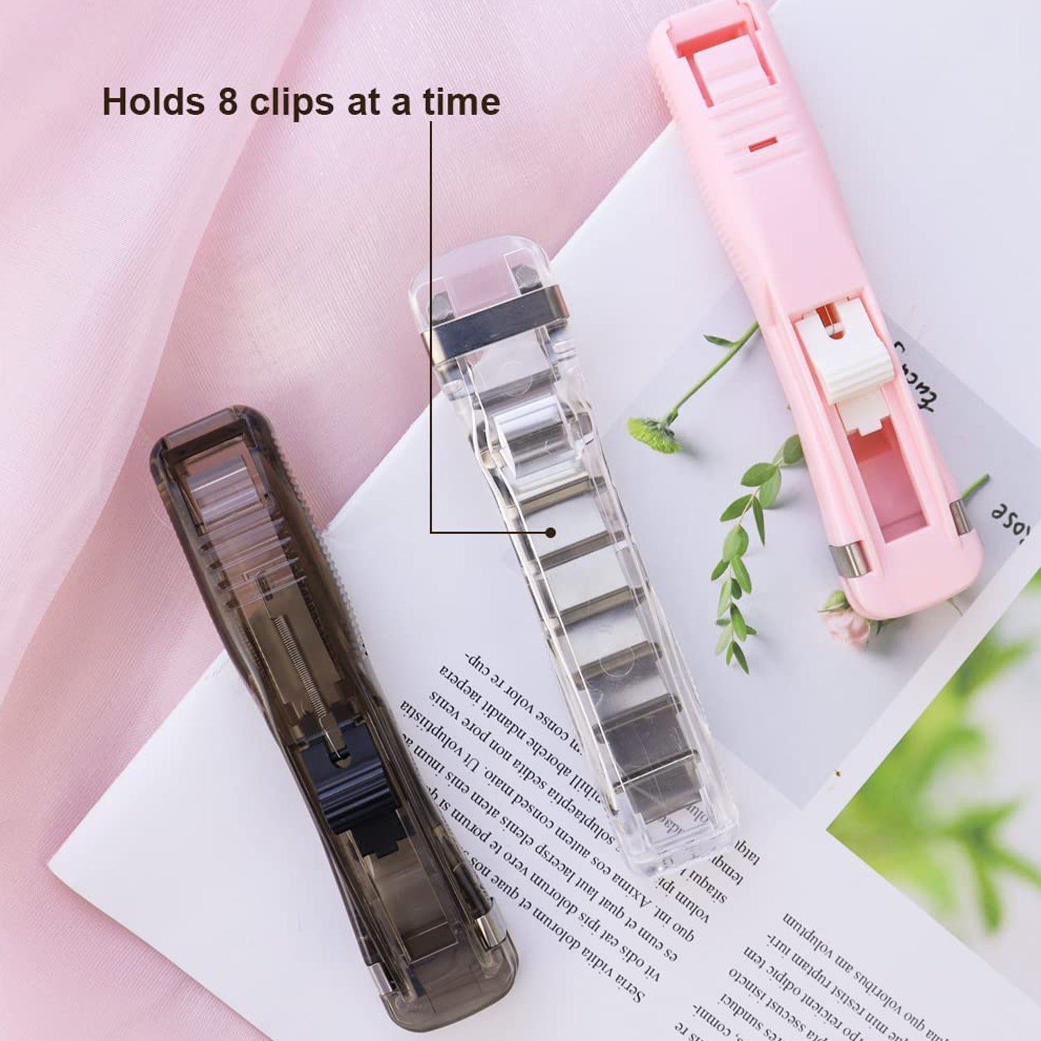 Portable Paper Clamp With 8 Pcs Clip Dispenser Handheld Paper Fast Clam (1 Set) - 17950_paper_clamp_with_8_clip