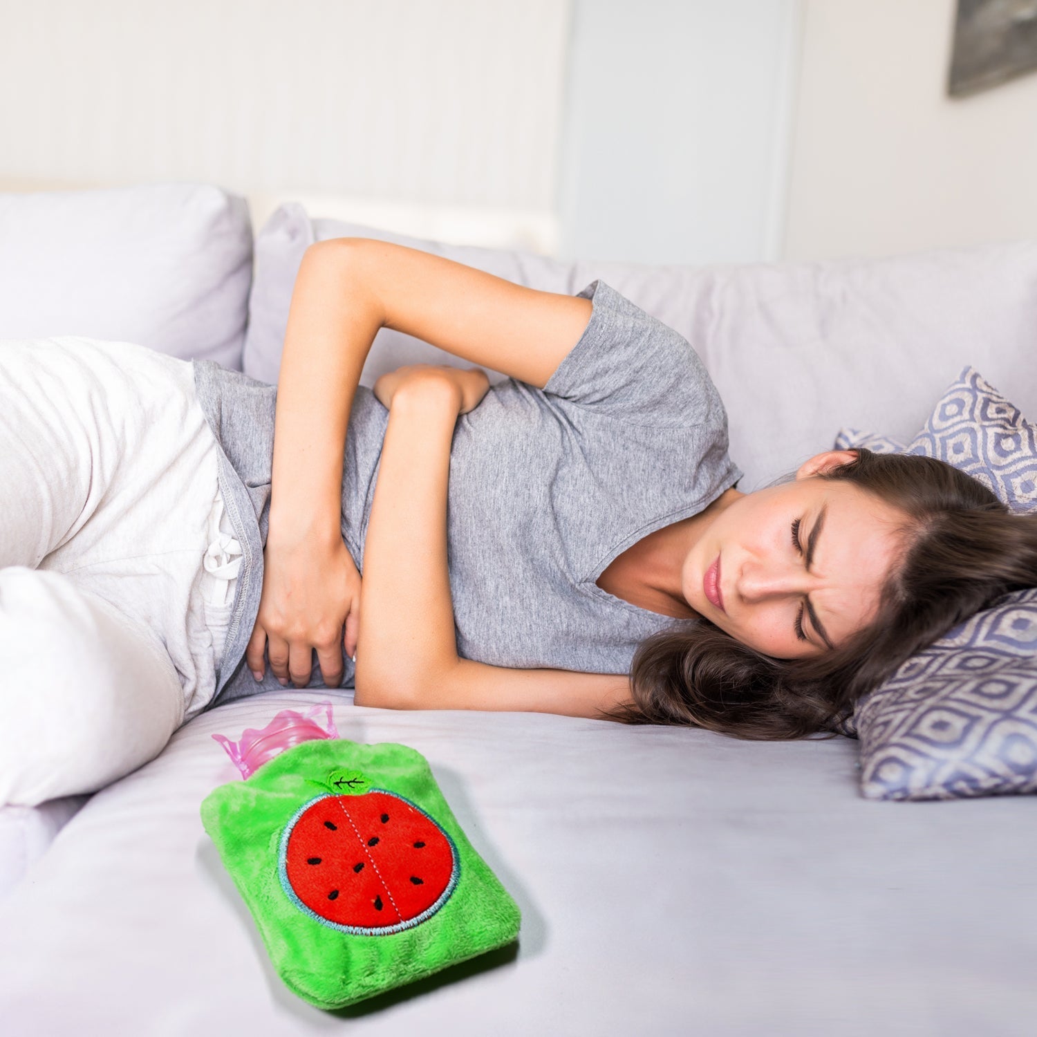 Watermelon small Hot Water Bag with Cover for Pain Relief, Neck, Shoulder Pain a - 6509_chb_watermelon_waterbag