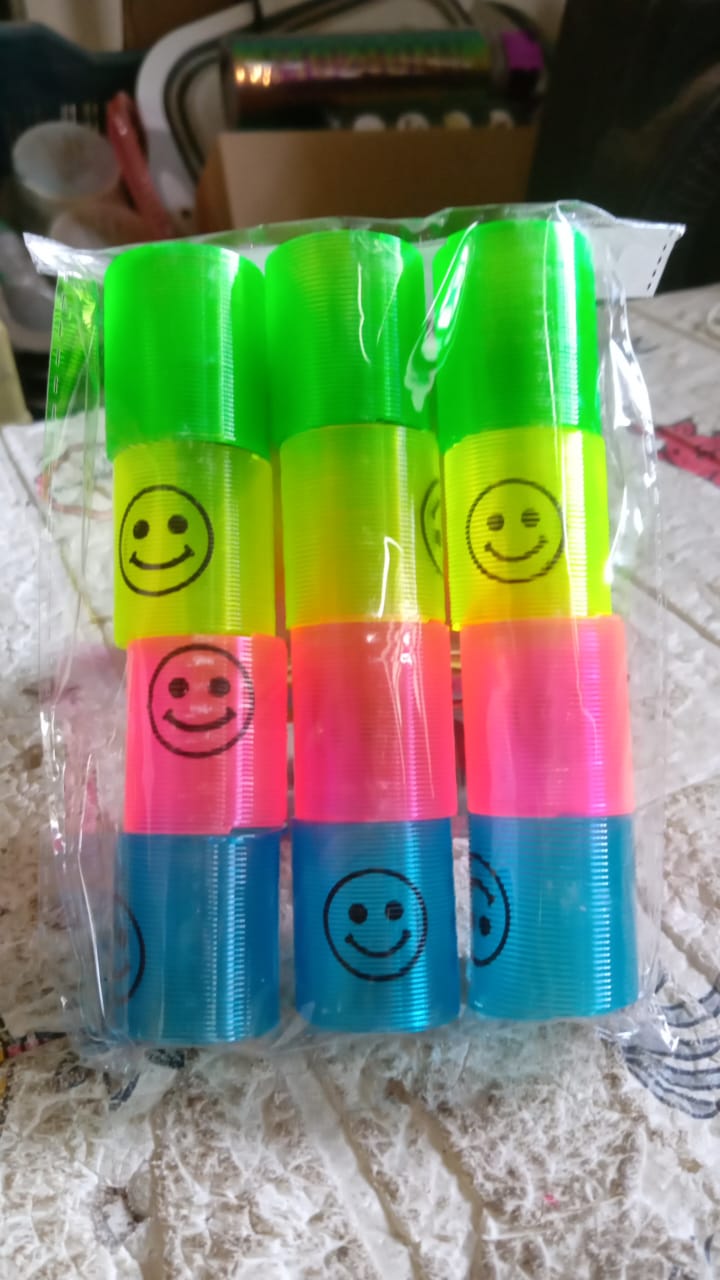 Multicolor Magic Smiley Spring, Spring Toys, Slinky, Slinky Spring Toy, Toy for  - 17745_magic_smiley_spring_toy_12pc