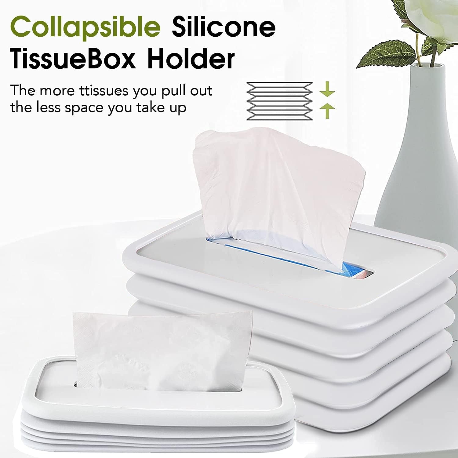 Tissues Holder Silicone Simple Tissue Box Tissues Cylinder Tissues Cube Box Tiss - 17576_foldable_silicone_tissue_holder