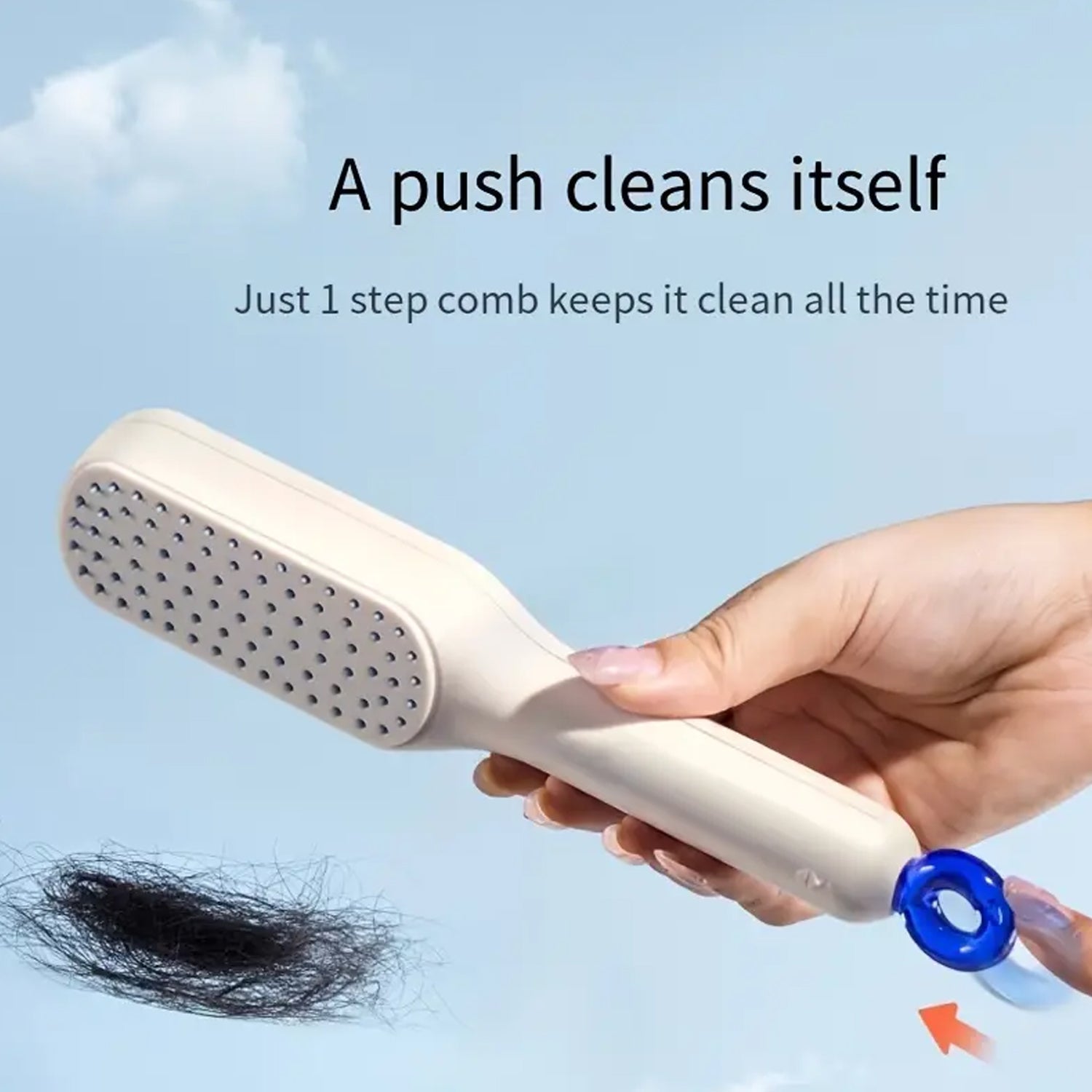 Self-Cleaning Hairbrush, Self-Cleaning Anti-Static Detangling Massage Comb, One- - 13047_self_cleaning_massage_comb