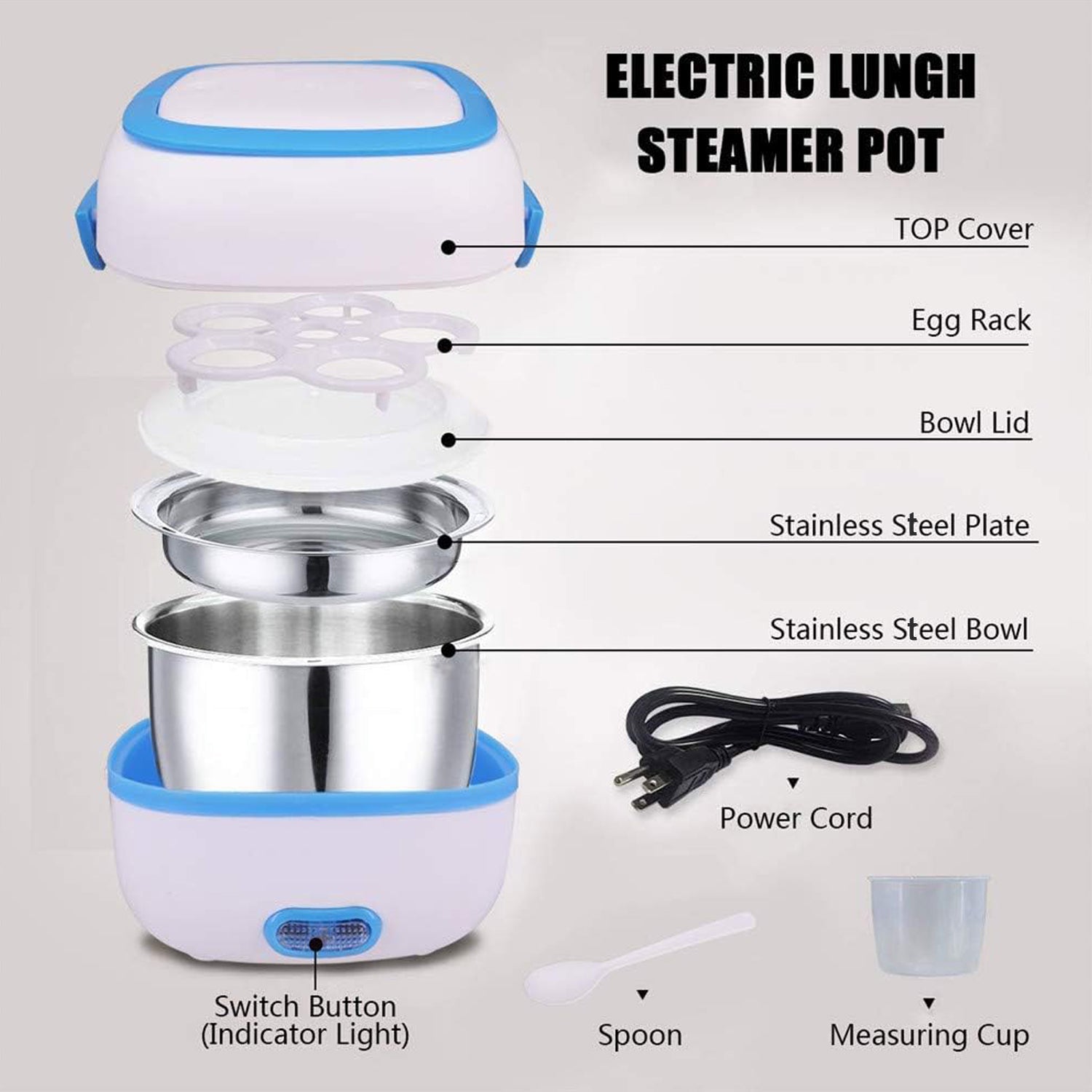 Electric Lunch Box Portable Food Warmer Food Heating Lunch Box Removable Food-Gr - 10027_electric_lunch_box_200v