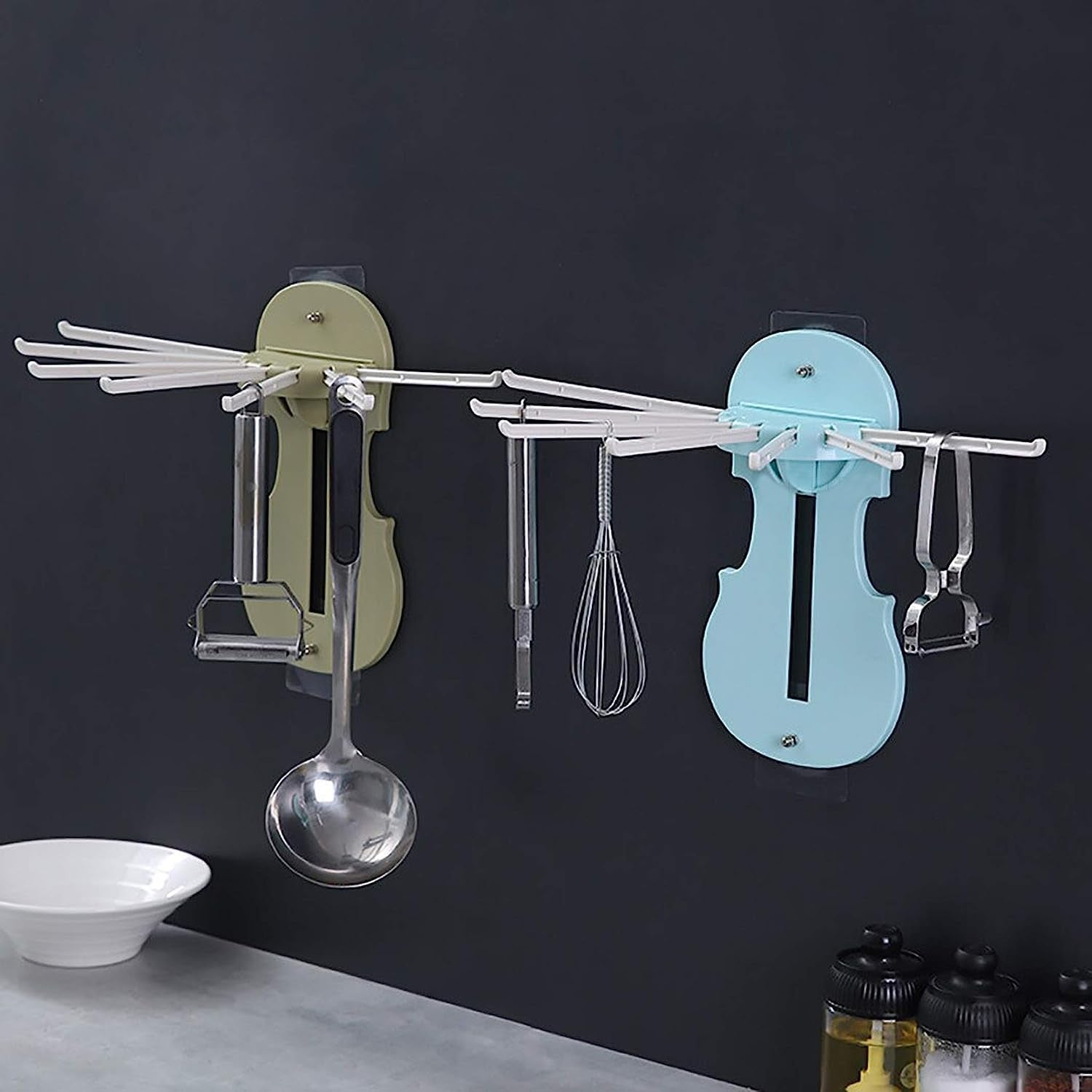 Plastic 7-in-1 Multifunction Retractable Wall-Mounted Pull-Out Hanger Rack Witho - 7728_7in1_hanger_rack