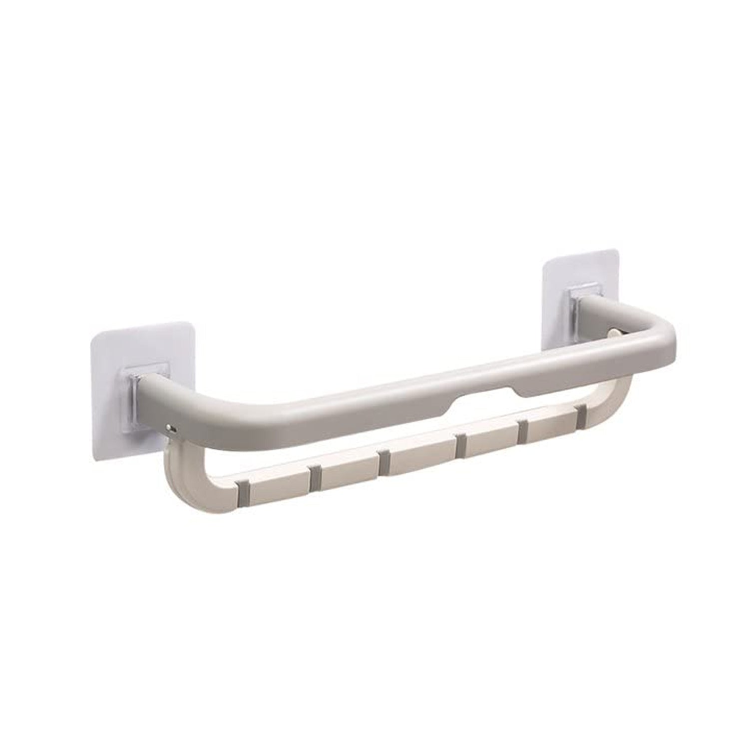 Wall Mounted Double Bar Towel Holder with Hooks | Multifunctional Adjustable Tow - 1515_folding_double_towel_rack